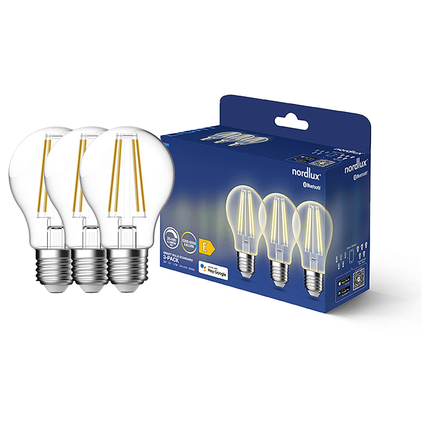 Leuchtmittel Smart E27 650lm 3er-Set Klarglas Transparent