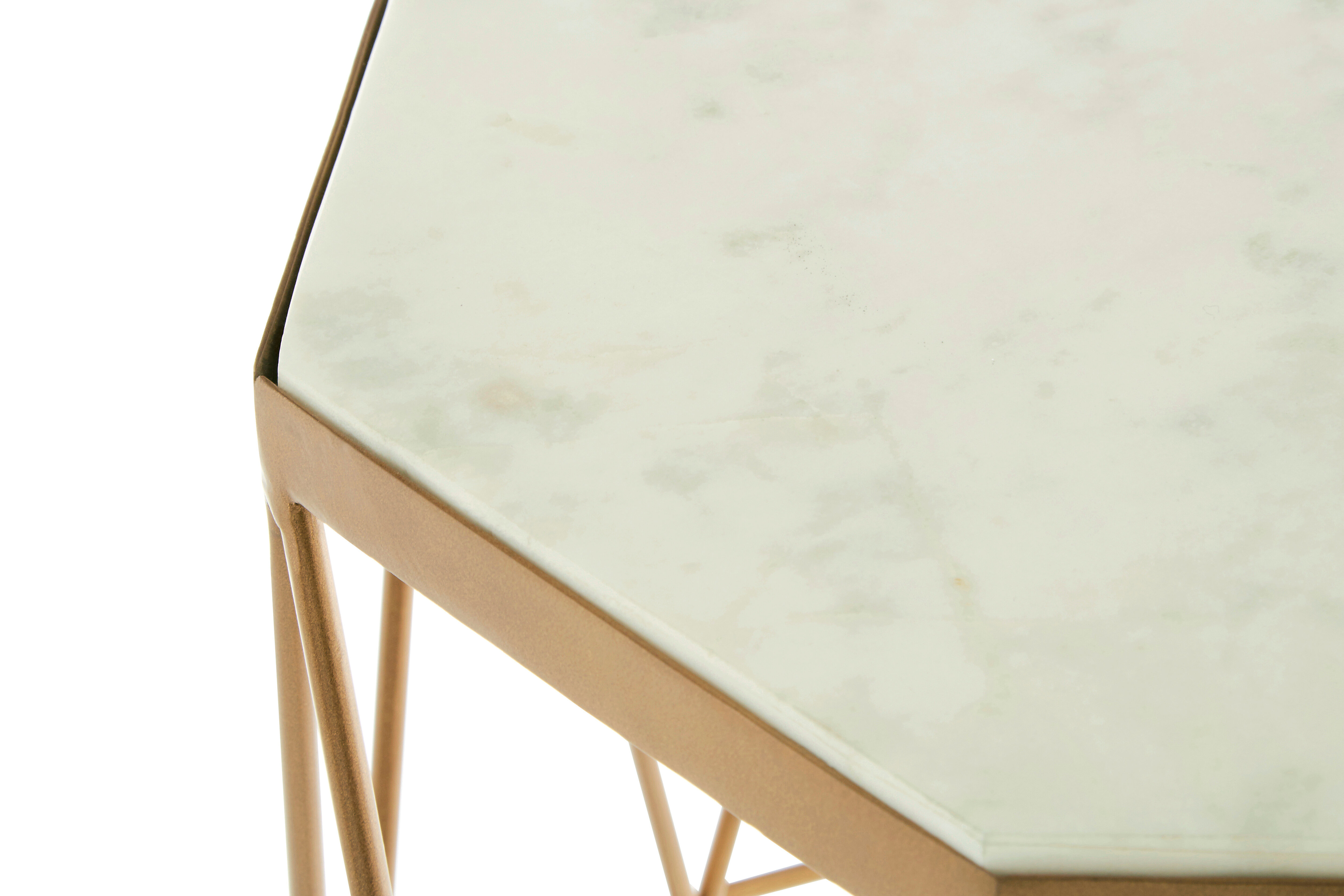 Shalimar Achteckiger Marmor und Gold Beistelltisch
