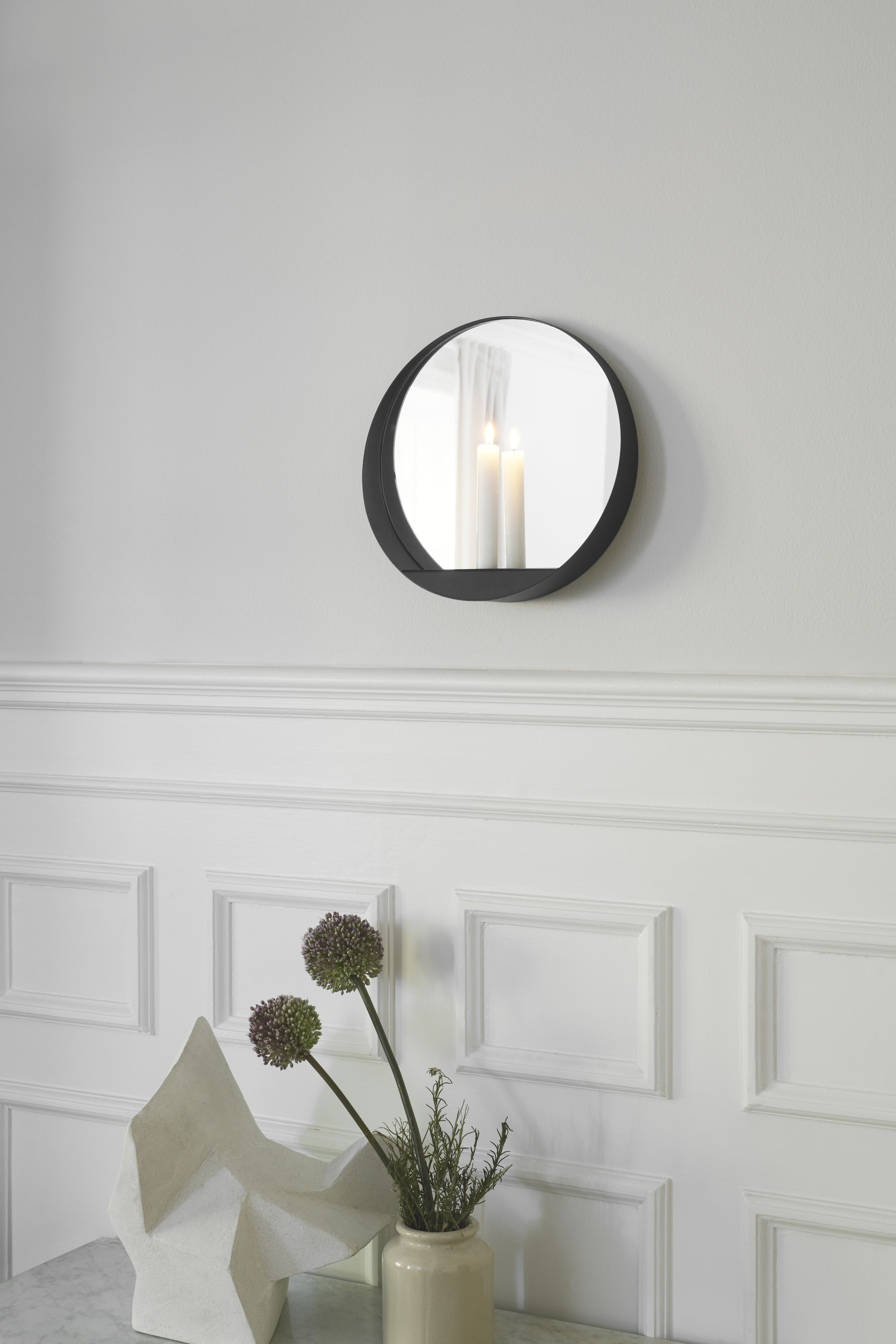 Glim Candle holder Mirror glass Steel Black