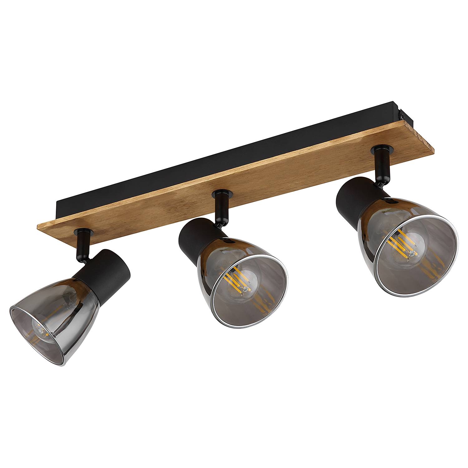 3-Flammig Deckenstrahler Claude Farbglas Eisen Beige