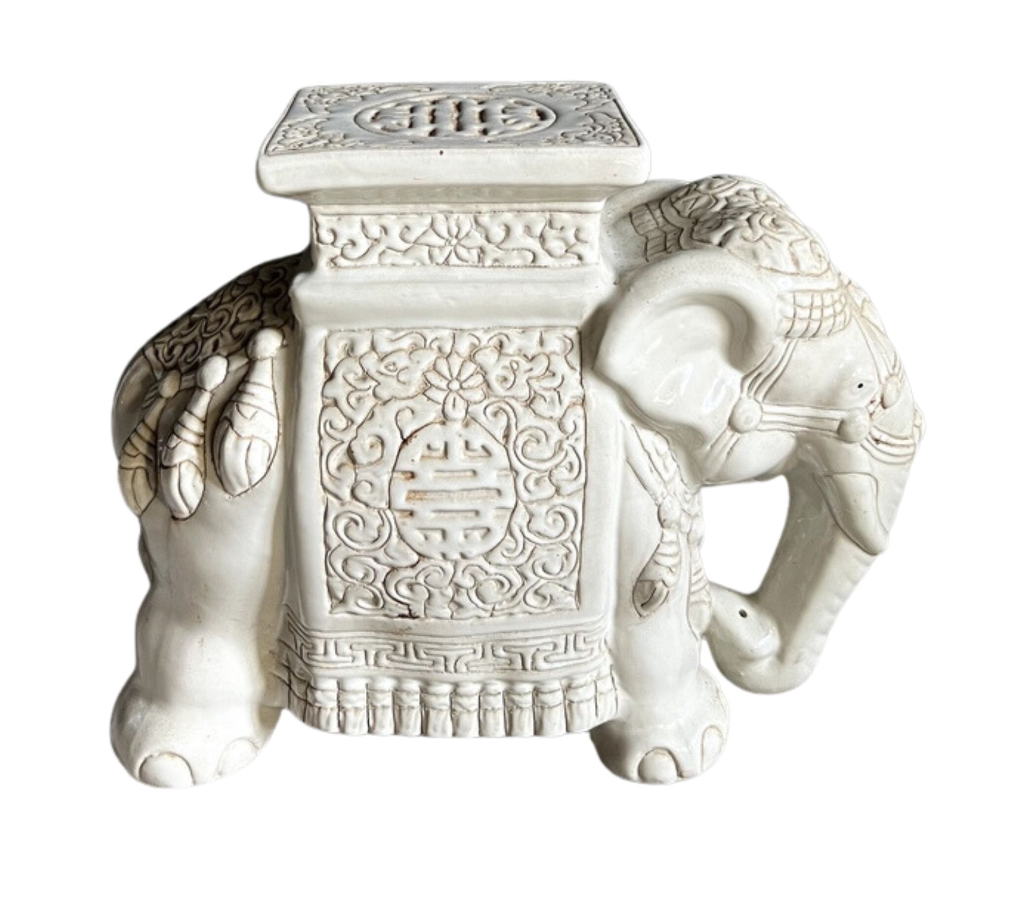 Vintage Beistelltisch Elefant Keramik