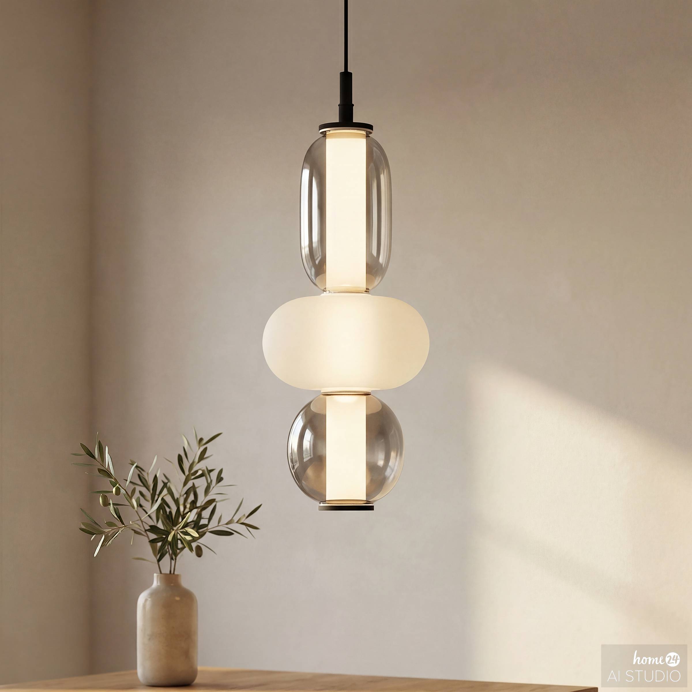 Drea Pendant Light Glass Iron Black