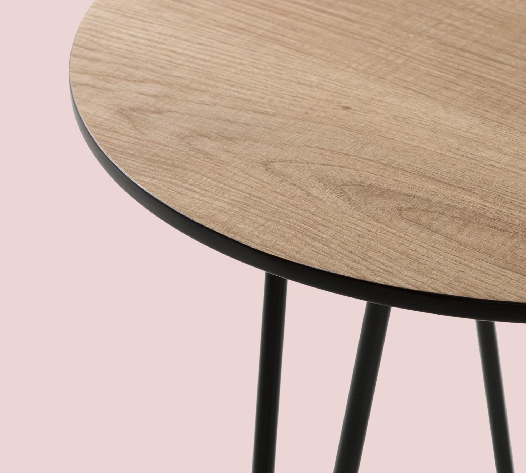 Round side table Oak decor Brown Black