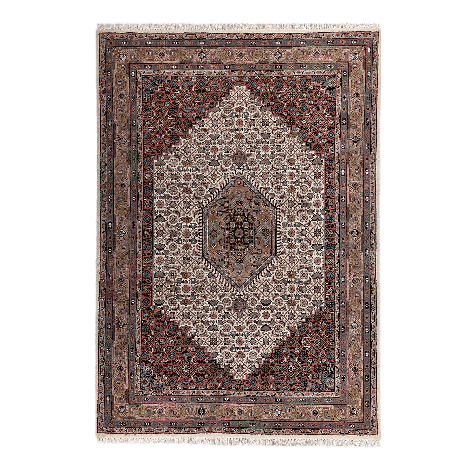 Benares Bidjar Teppich Schurwolle Creme 70 x 140 cm
