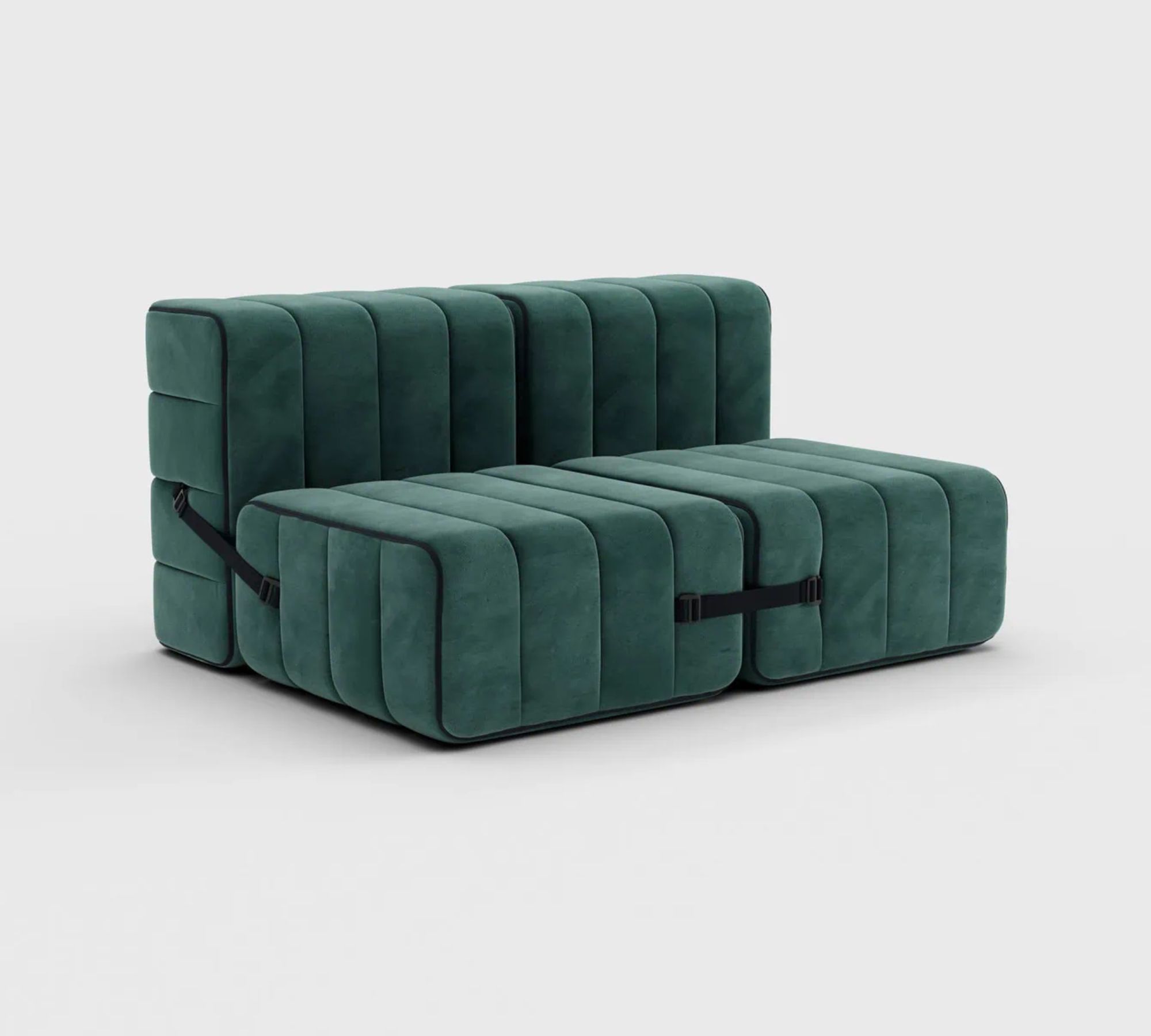 2-seater Modular Sofa System Curt Set of 4 Green