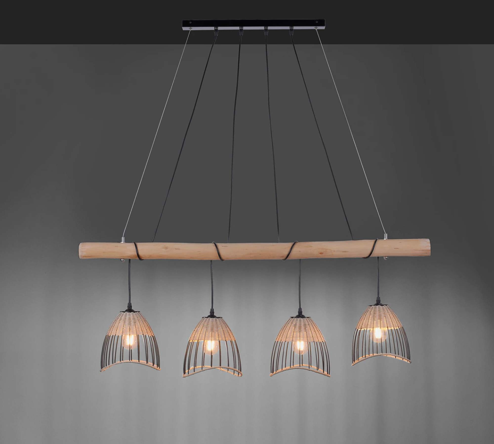 Pendelleuchte 4-flammig Rattan