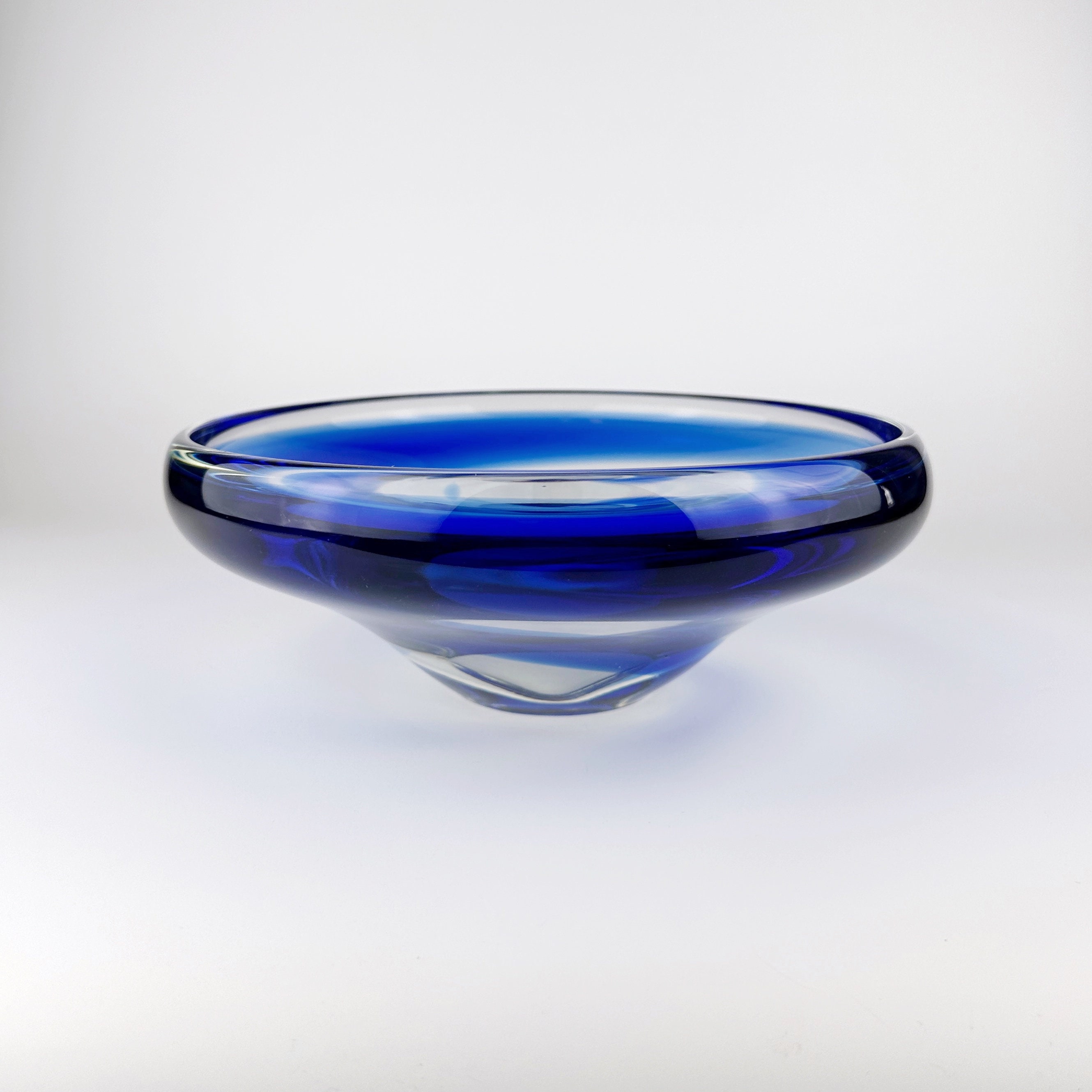 Vintage bowl glass blue 1950s