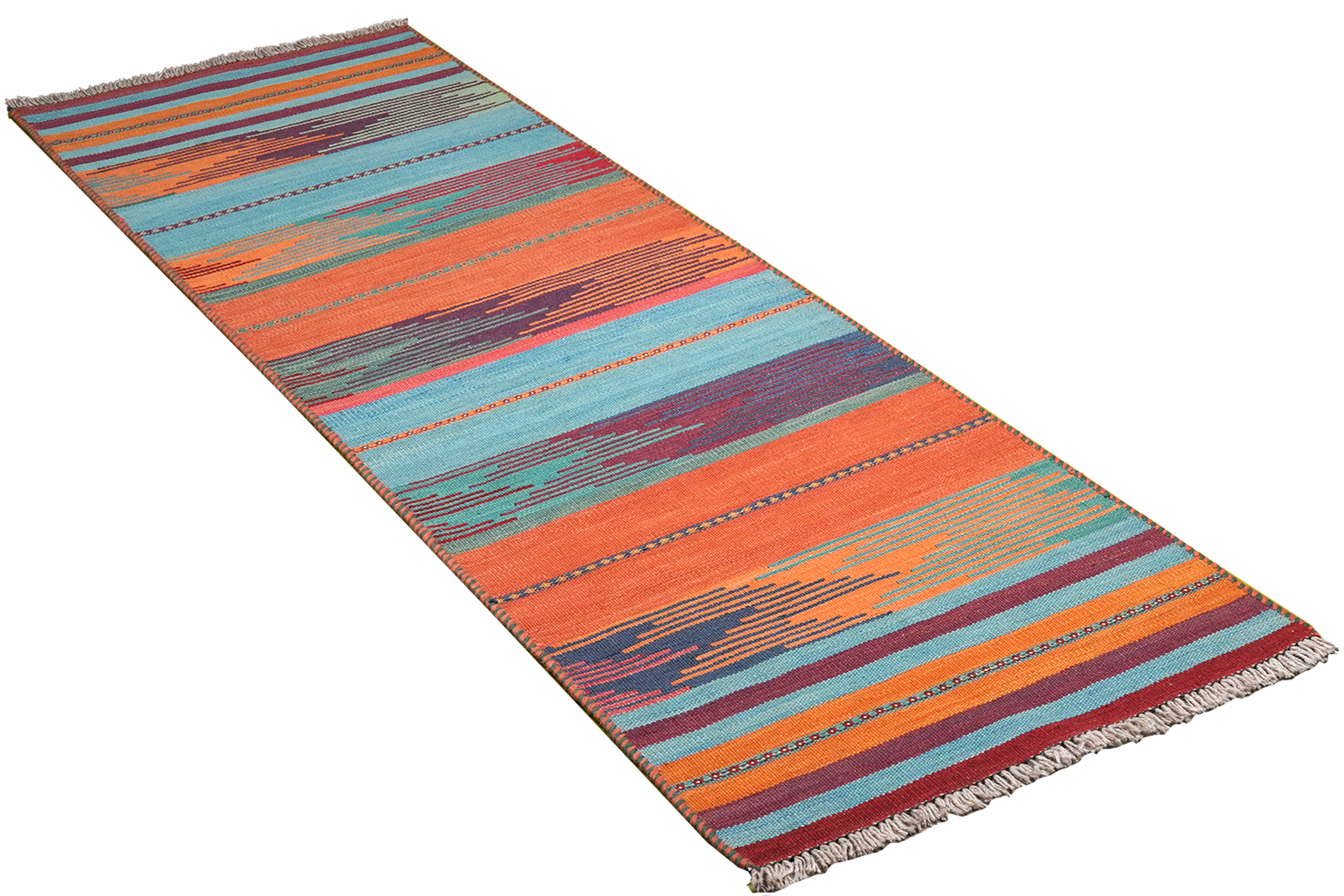 Kilim Gashgai Teppich Orange Blau