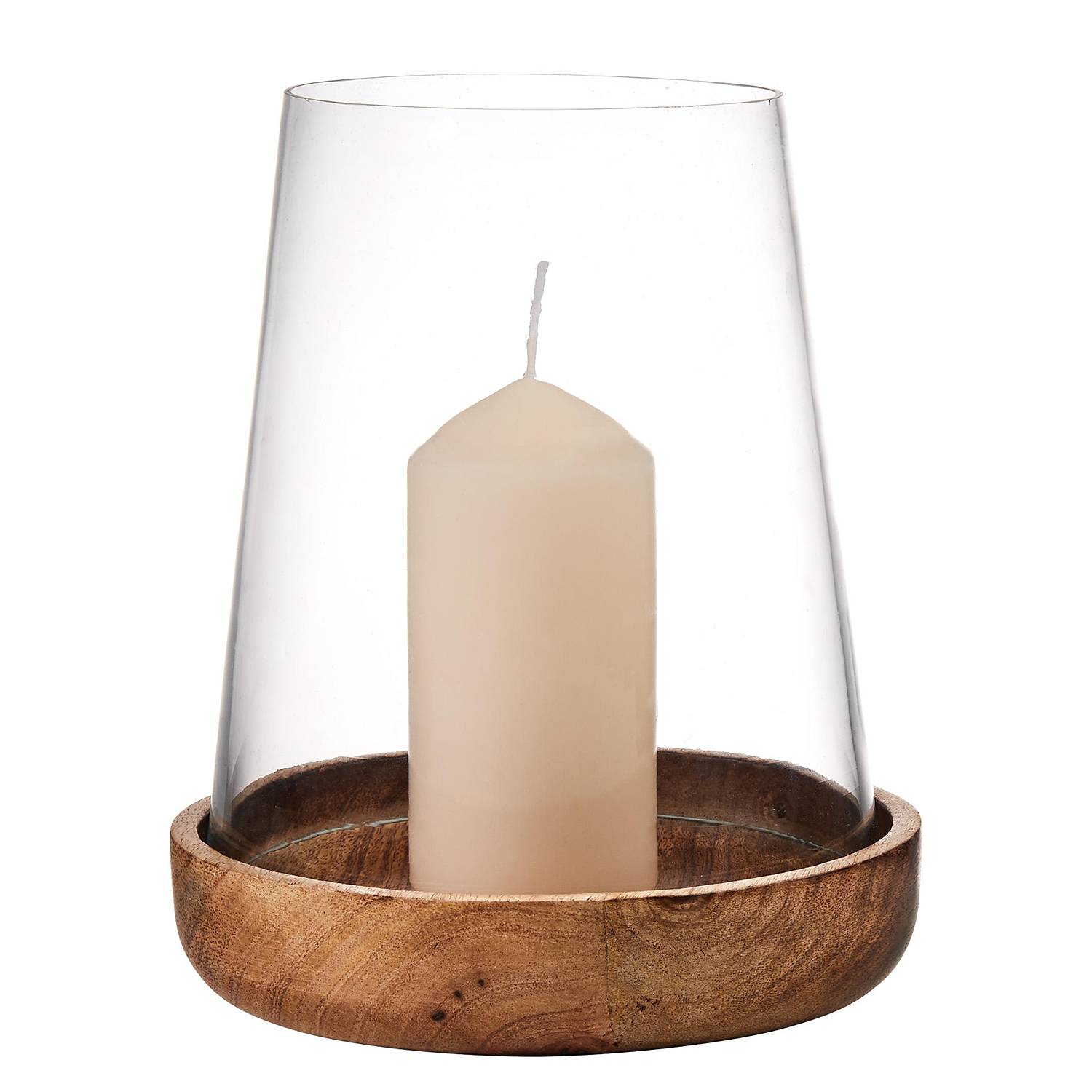 Windlicht FOREST Glas / Mangoholz Braun