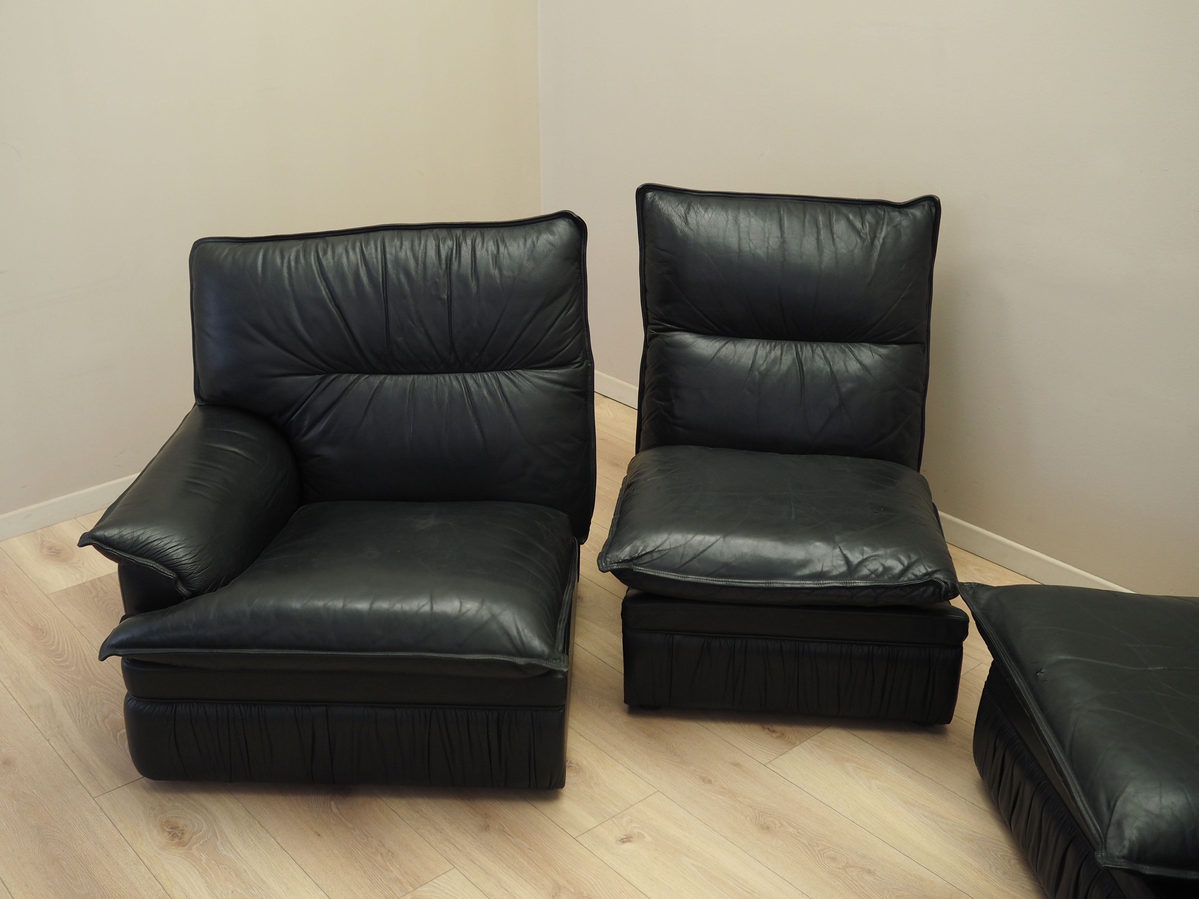 Modulares Sofa Leder Schwarz 1960er Jahre