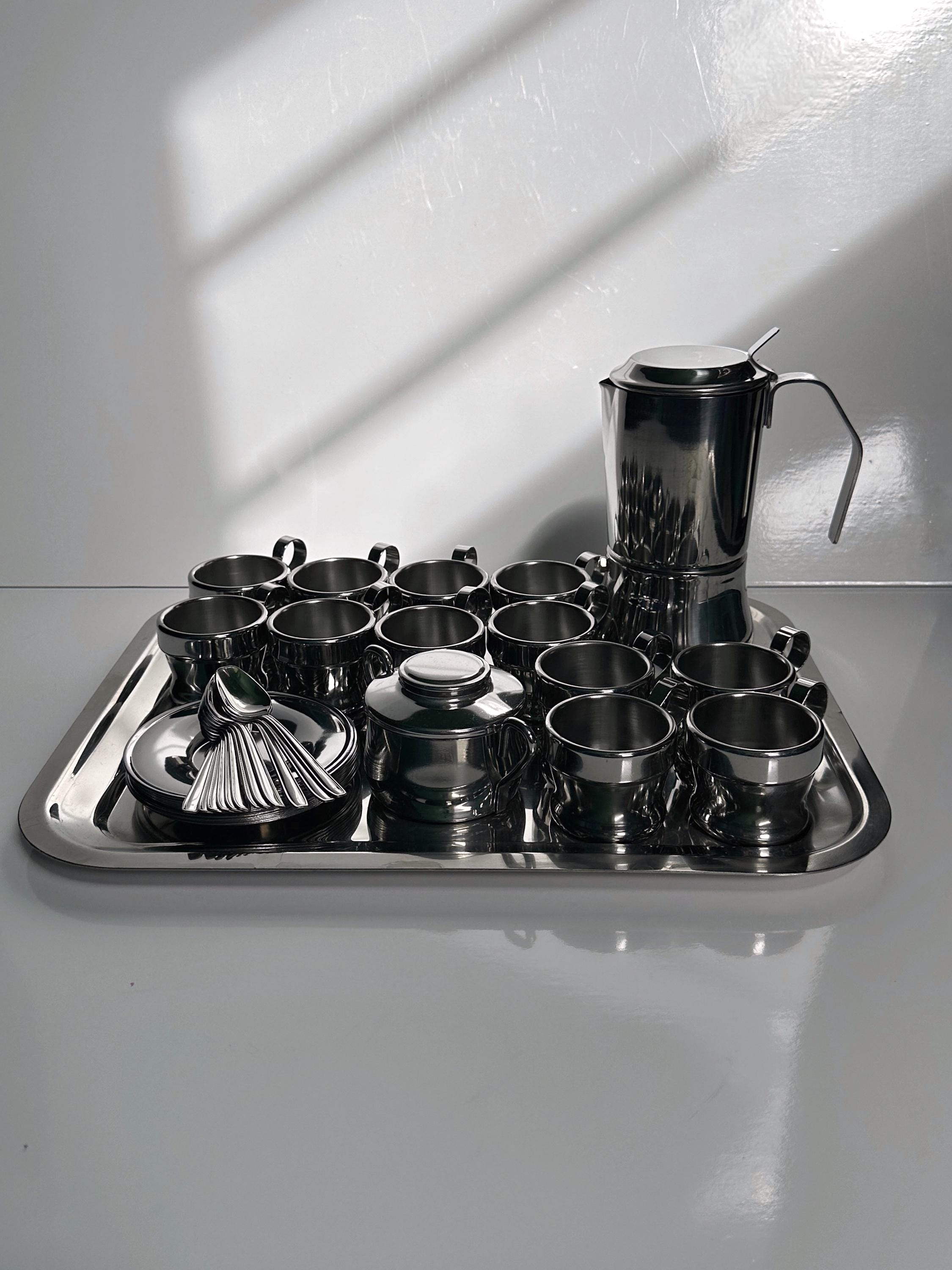 Inox Espresso-Set Tasse für 12 Personen Silber