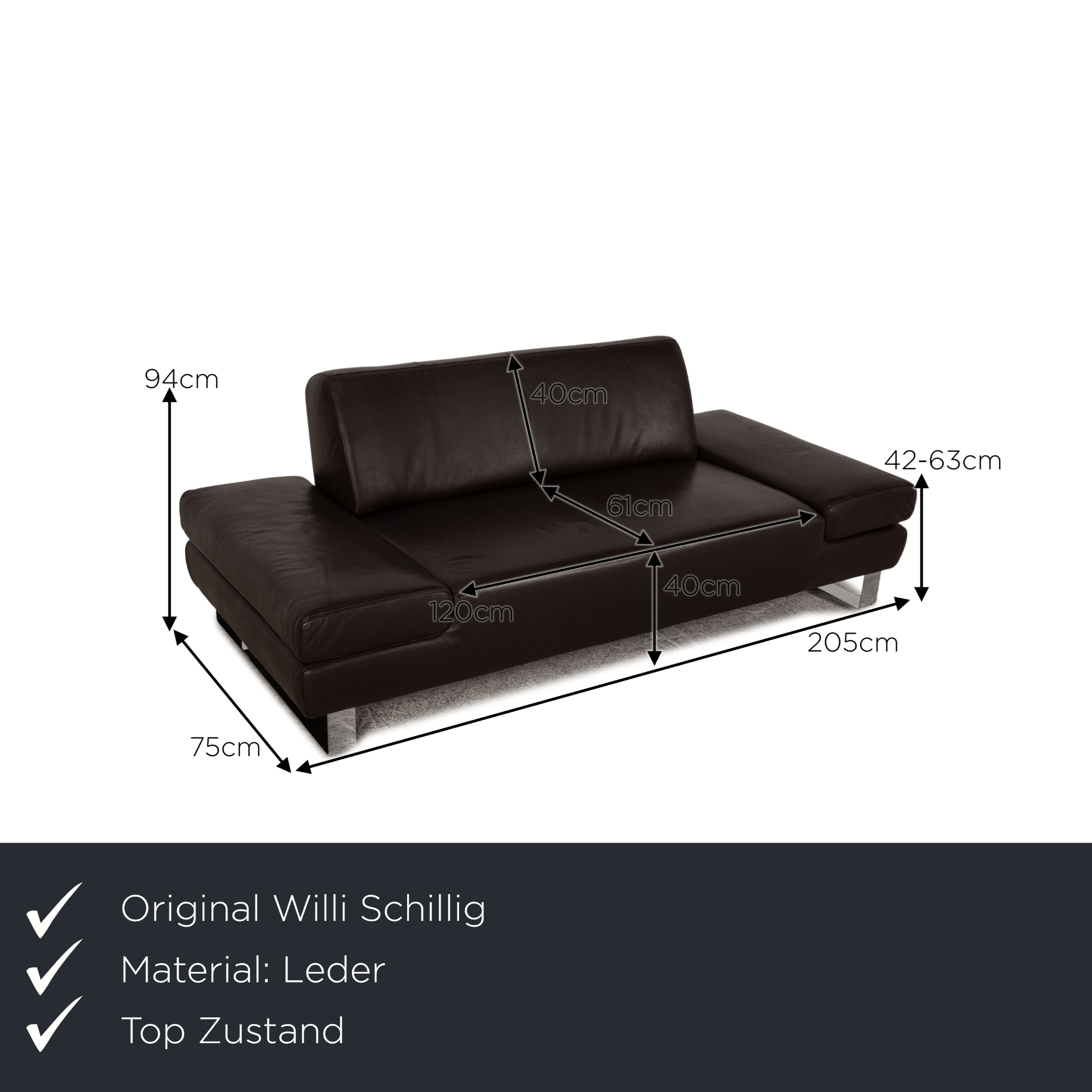 Taboo Sofa 2-Sitzer mit Funktion Leder Braun