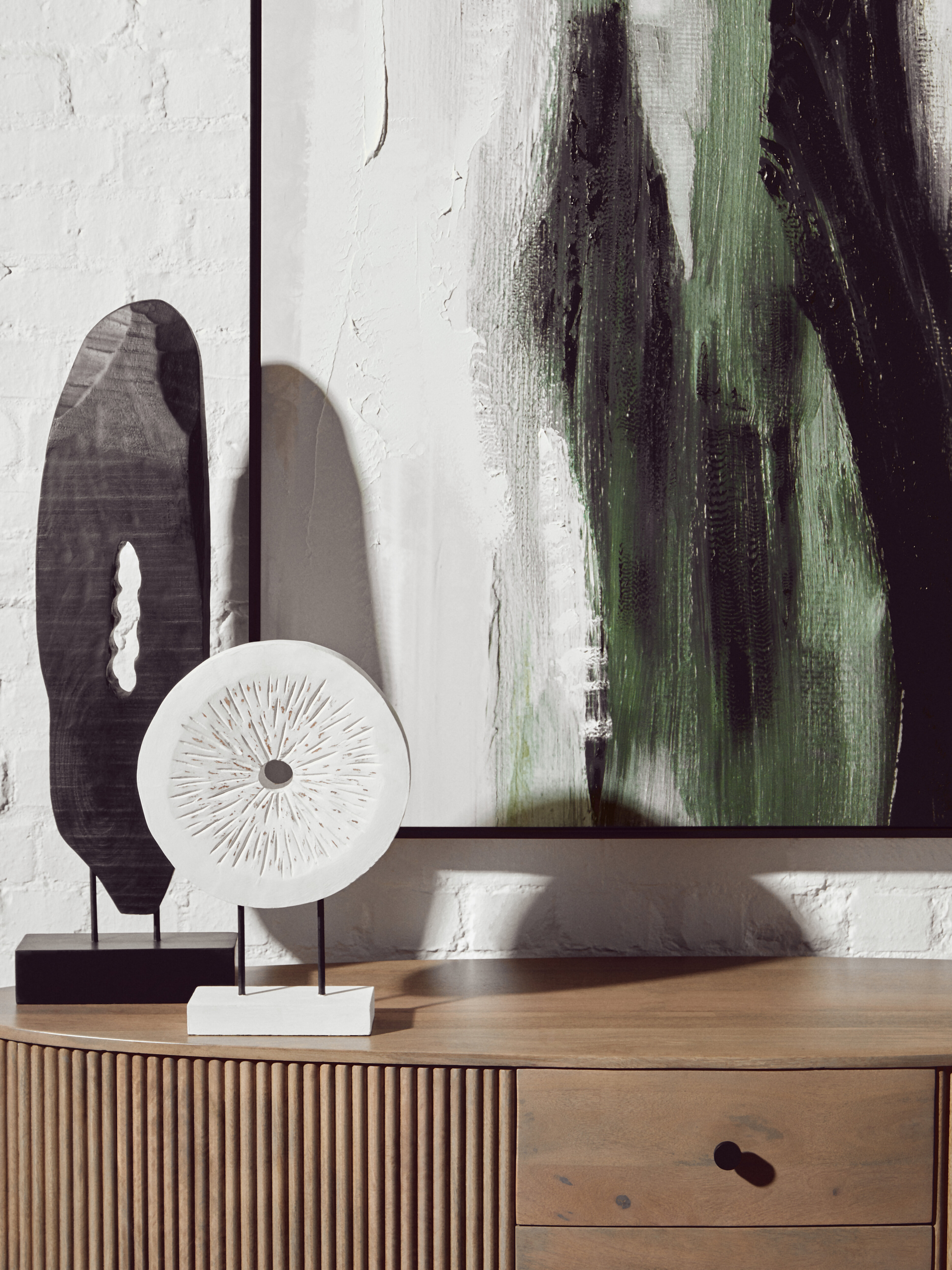Fidel Kleine Distressed White Mangoholz Skulptur
