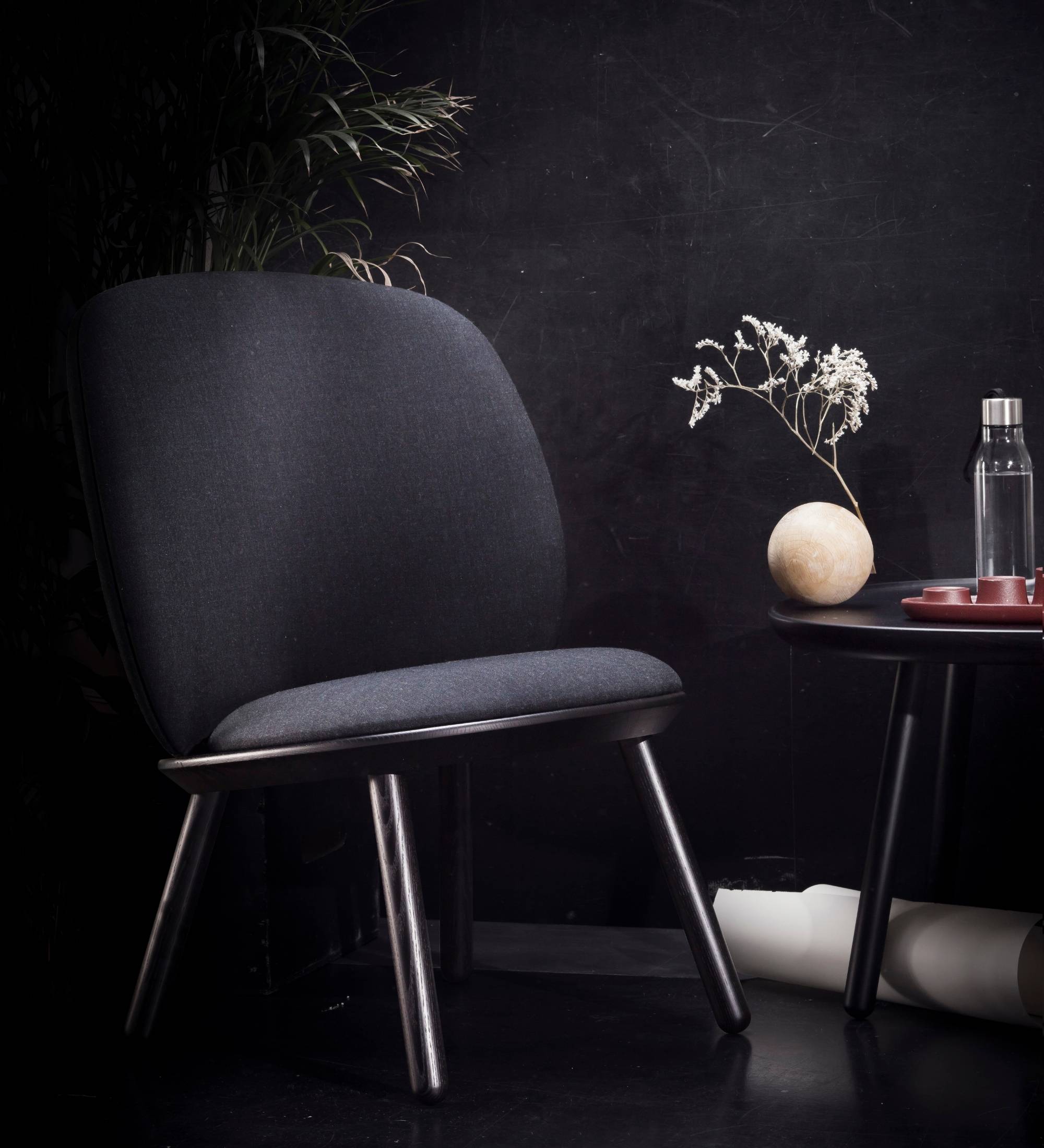 Naïve Poltrona Lounge Legno di Frassino Tessuto Grigio