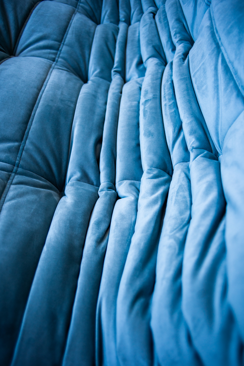 Togo Divano 3 posti Velluto Azzurro