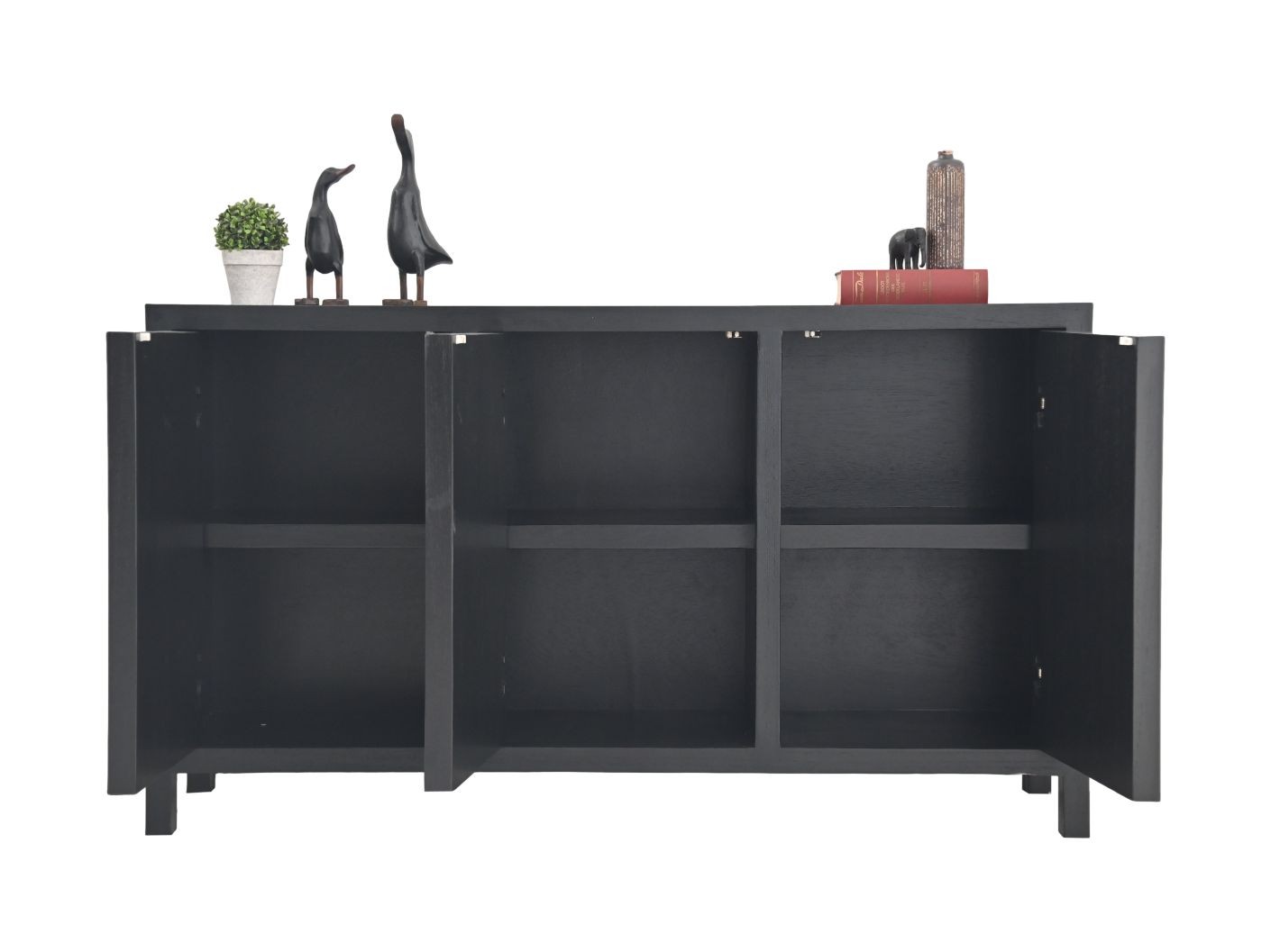 Sideboard Teakholzfurnier Schwarz