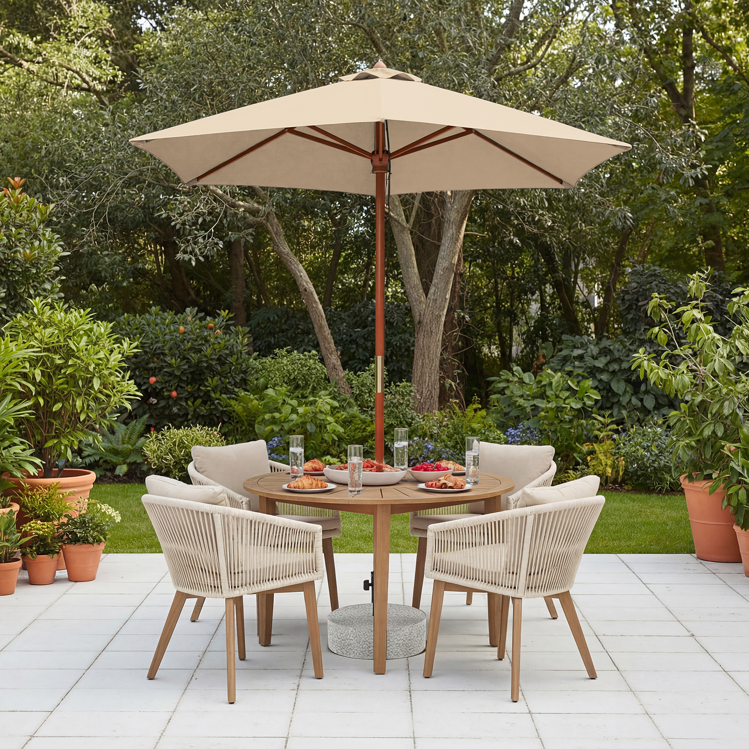 Sonnenschirm Sombrilla Eukalyptus Massiv Beige