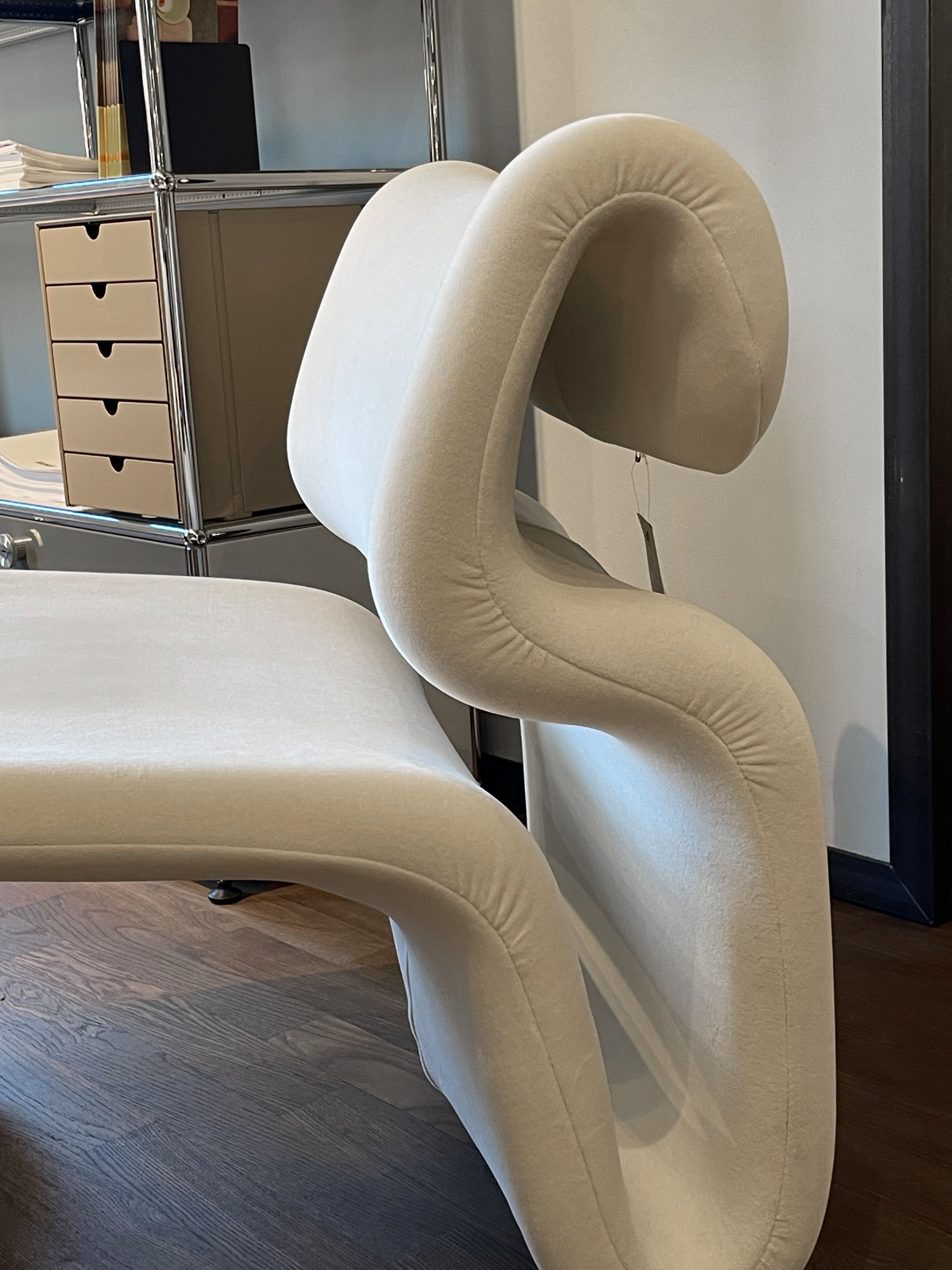 Easy Chair Sessel Stoff Metall Weiß 