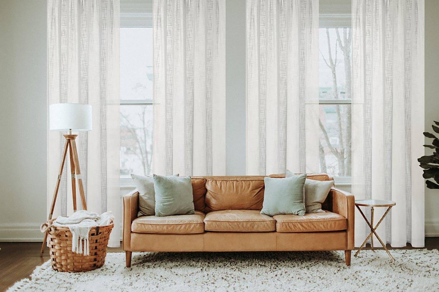 Fertiggardine Softy Polyester Wollweiß 140 x 245 cm