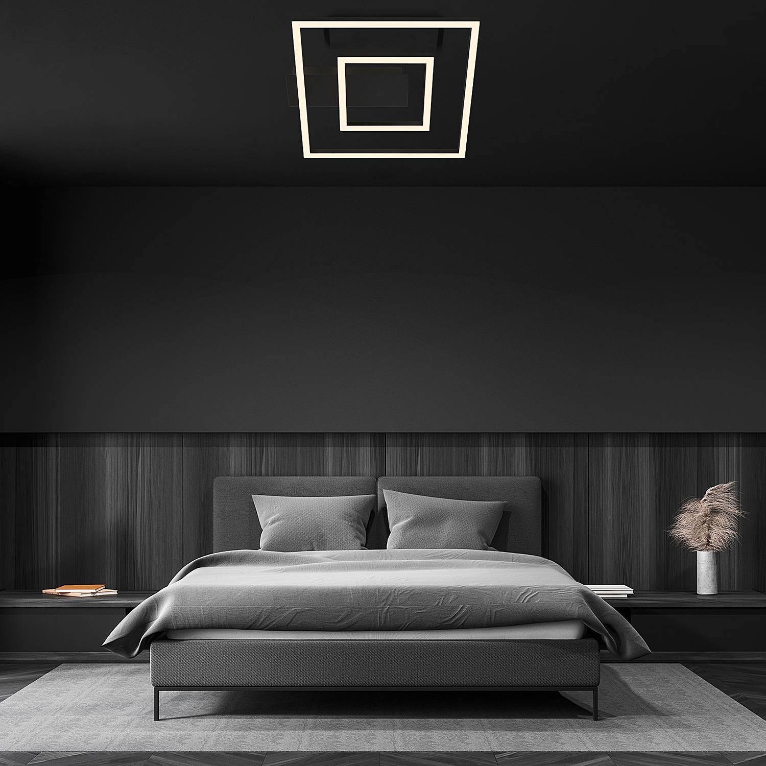 2-Flammig LED-Deckenleuchte Figa Aluminium Schwarz