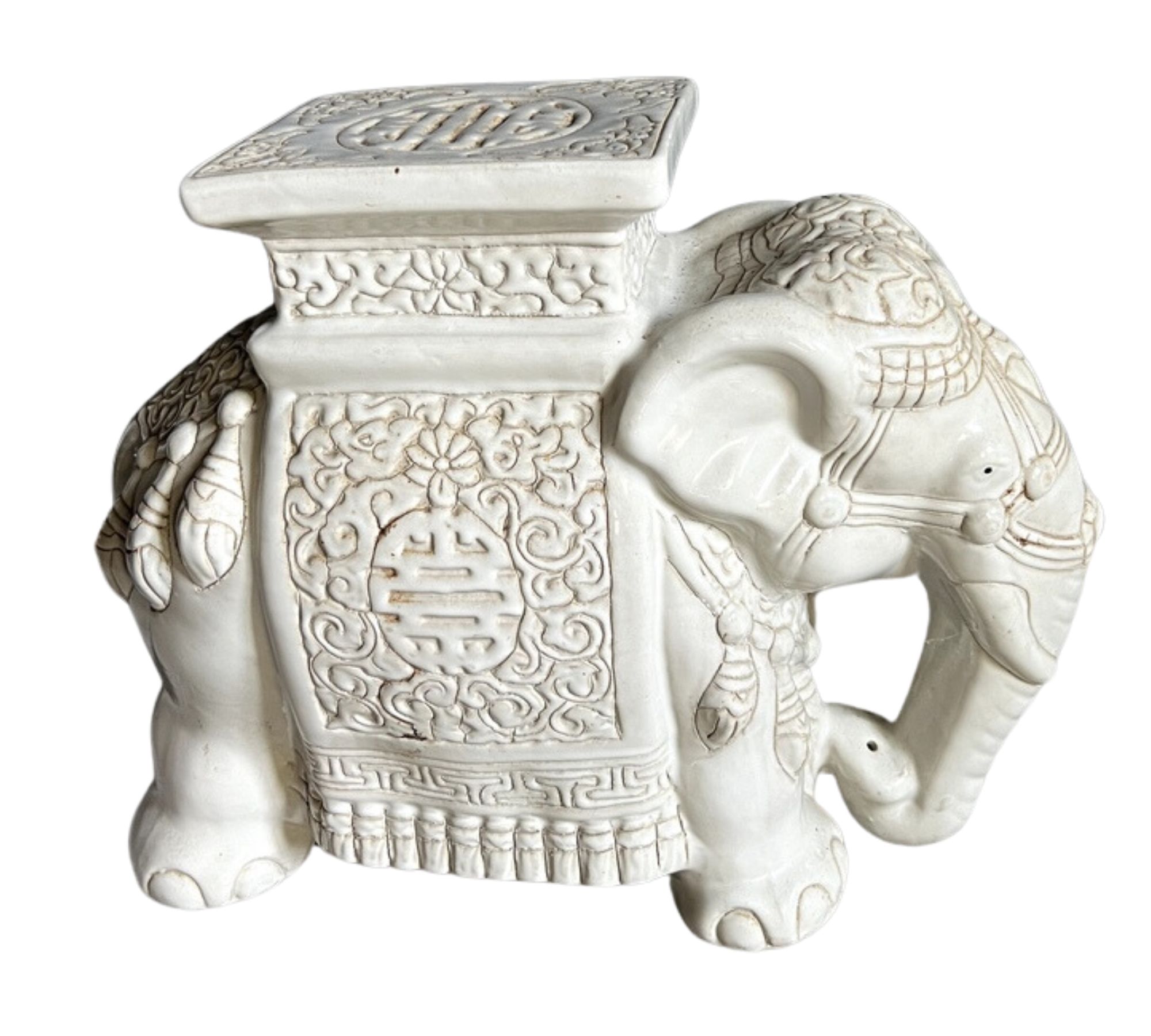 Vintage Beistelltisch Elefant Keramik