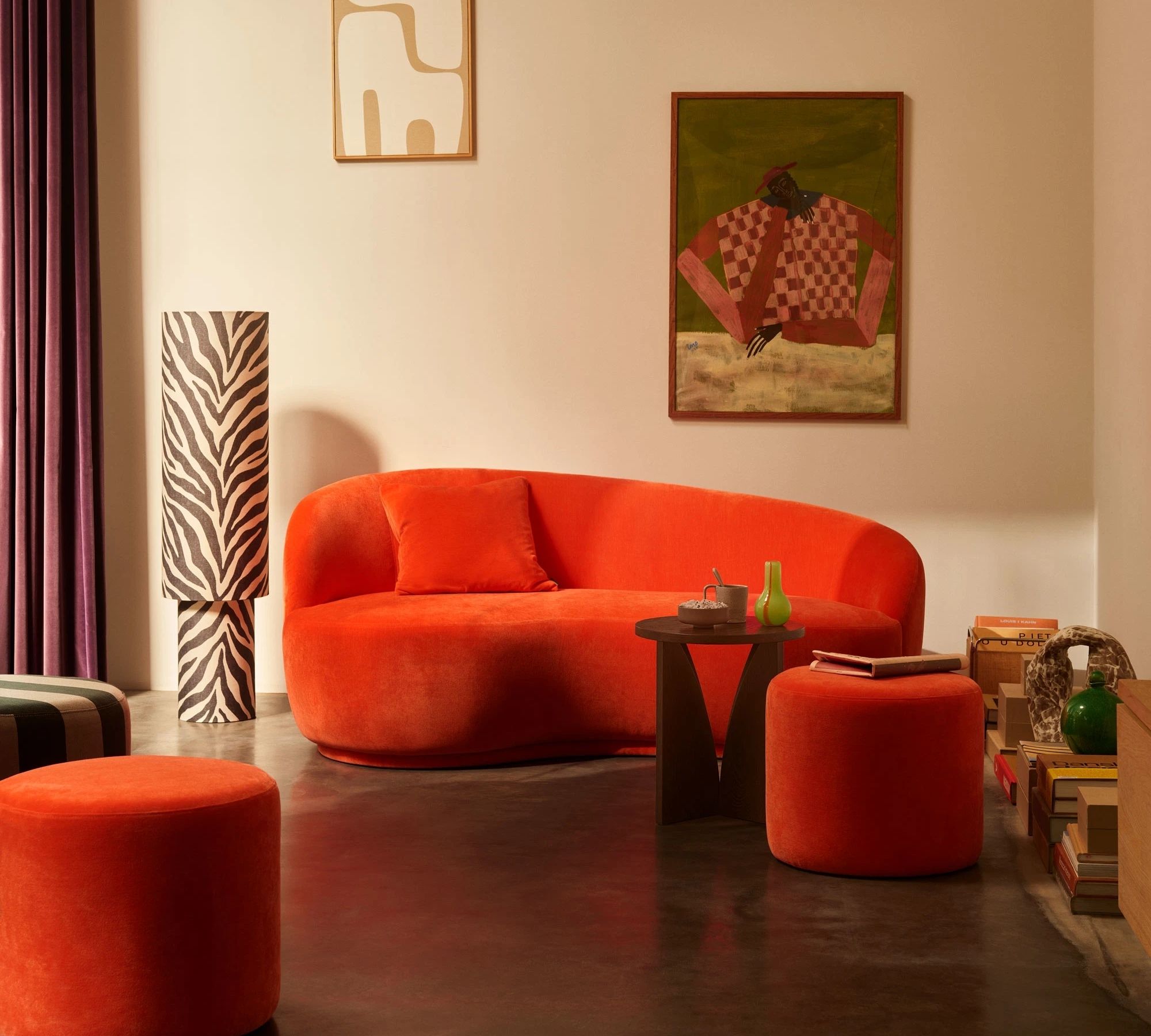 Pouf No. 7 Moss Cherry