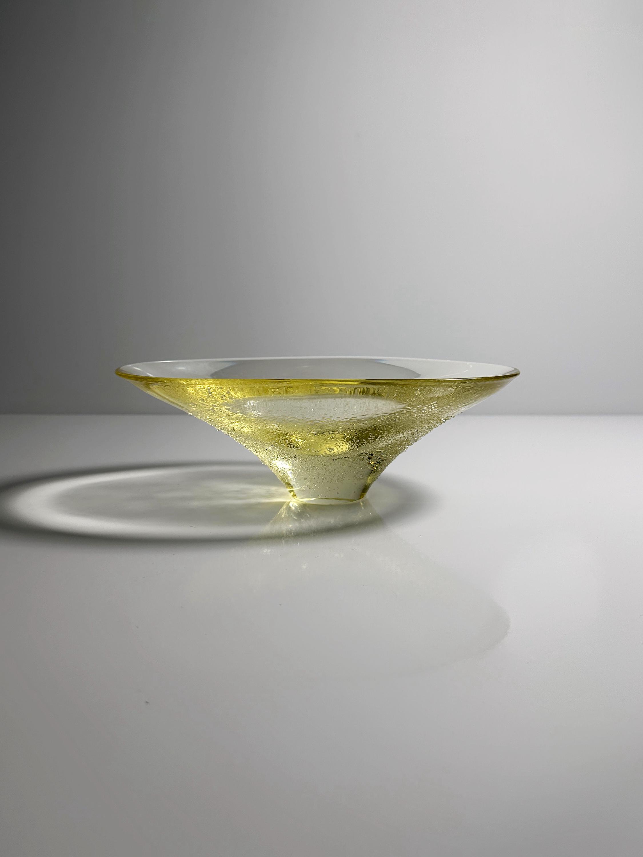 Vintage Schale Glas Gelb 1960er Jahre