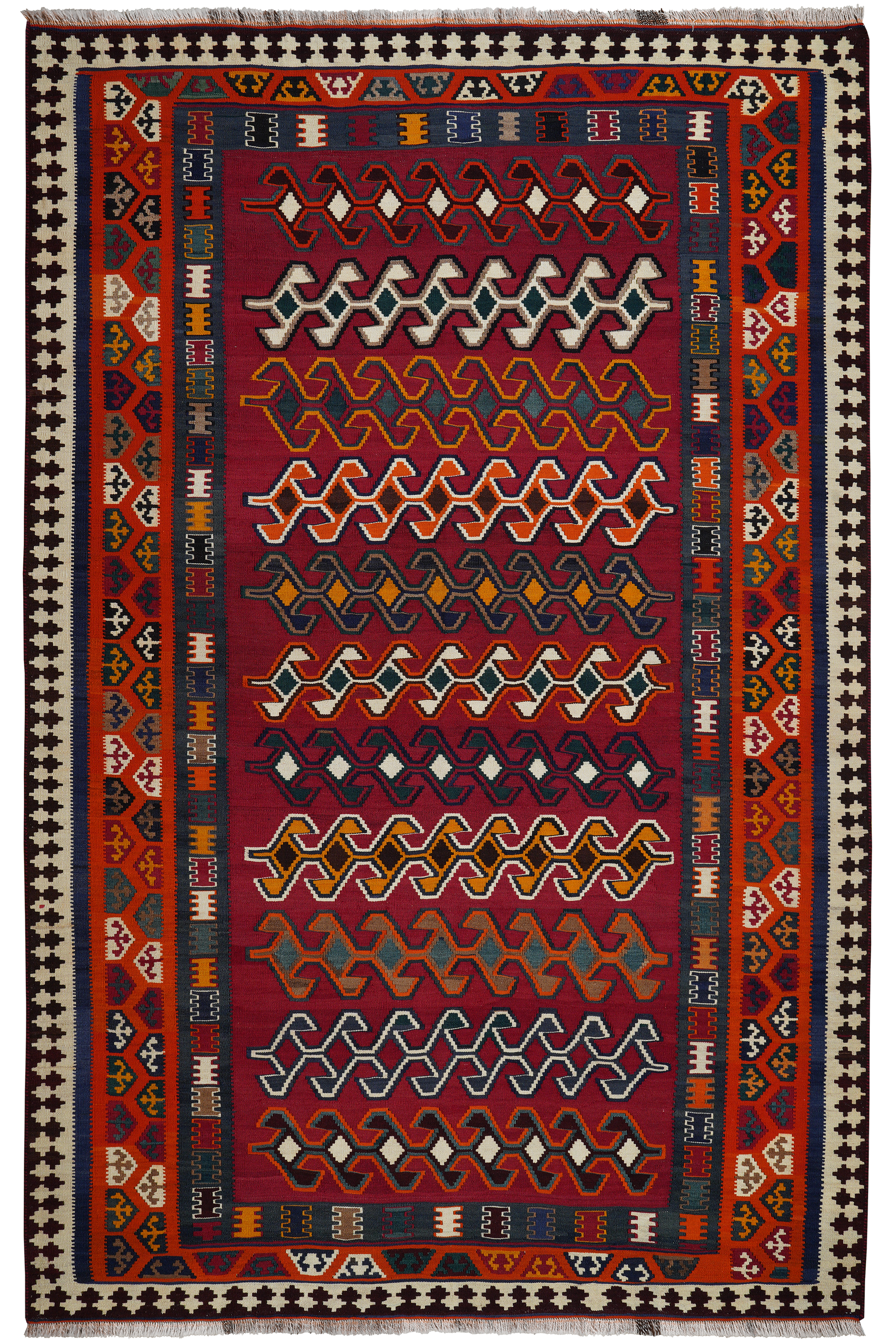 Kelim Gashgai Old Teppich Wolle Rot