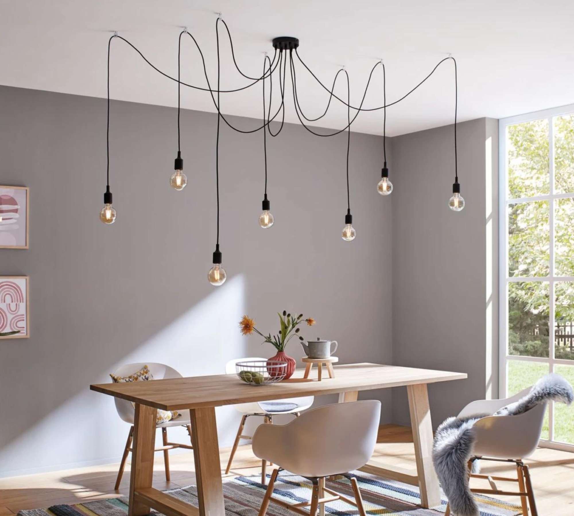 3x LED bulbs 3-light glass metal transparent