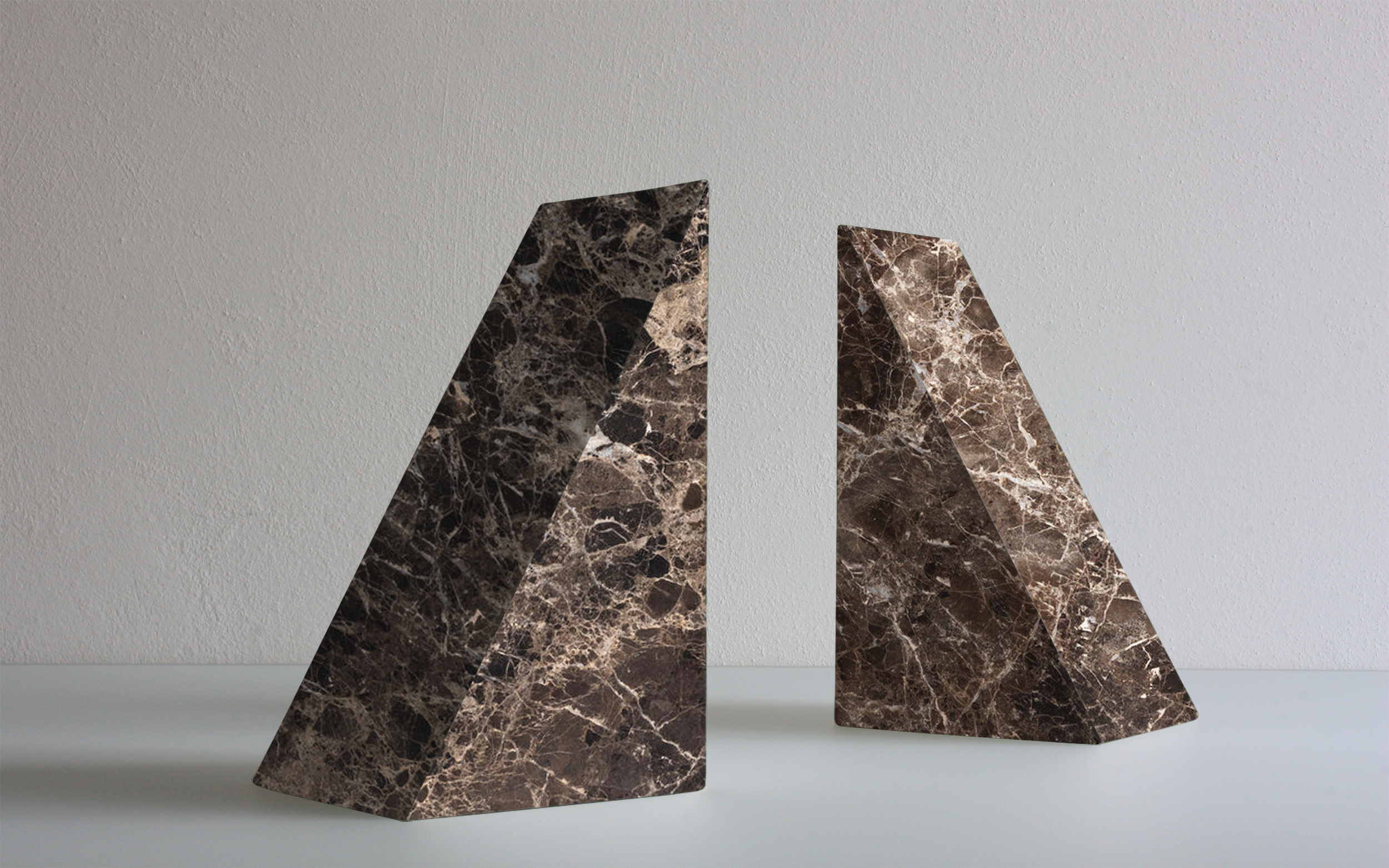 2x Bookend Emperador Stone Brown Gold