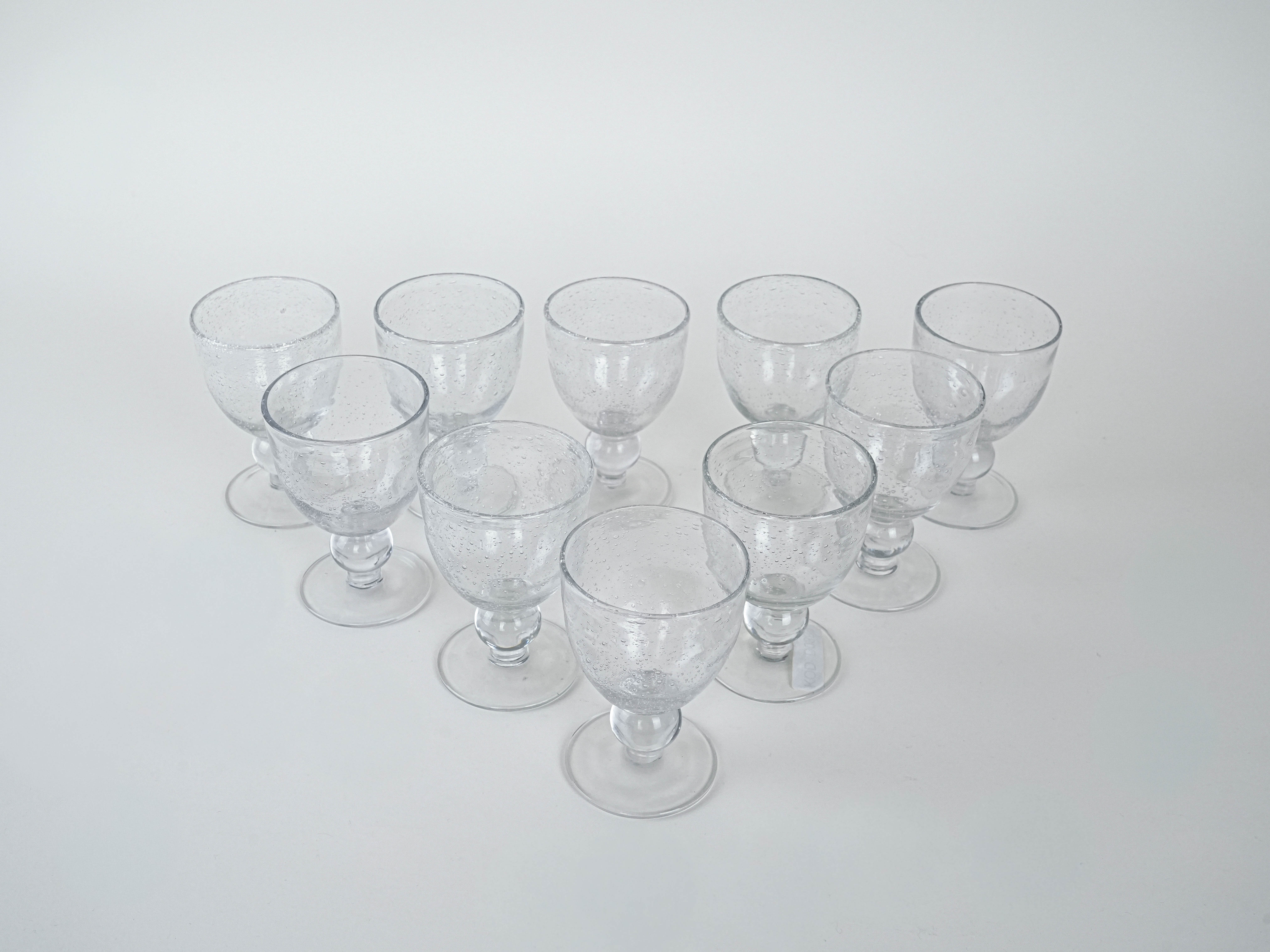 Champagne glass set with bubbles transparent 1970s