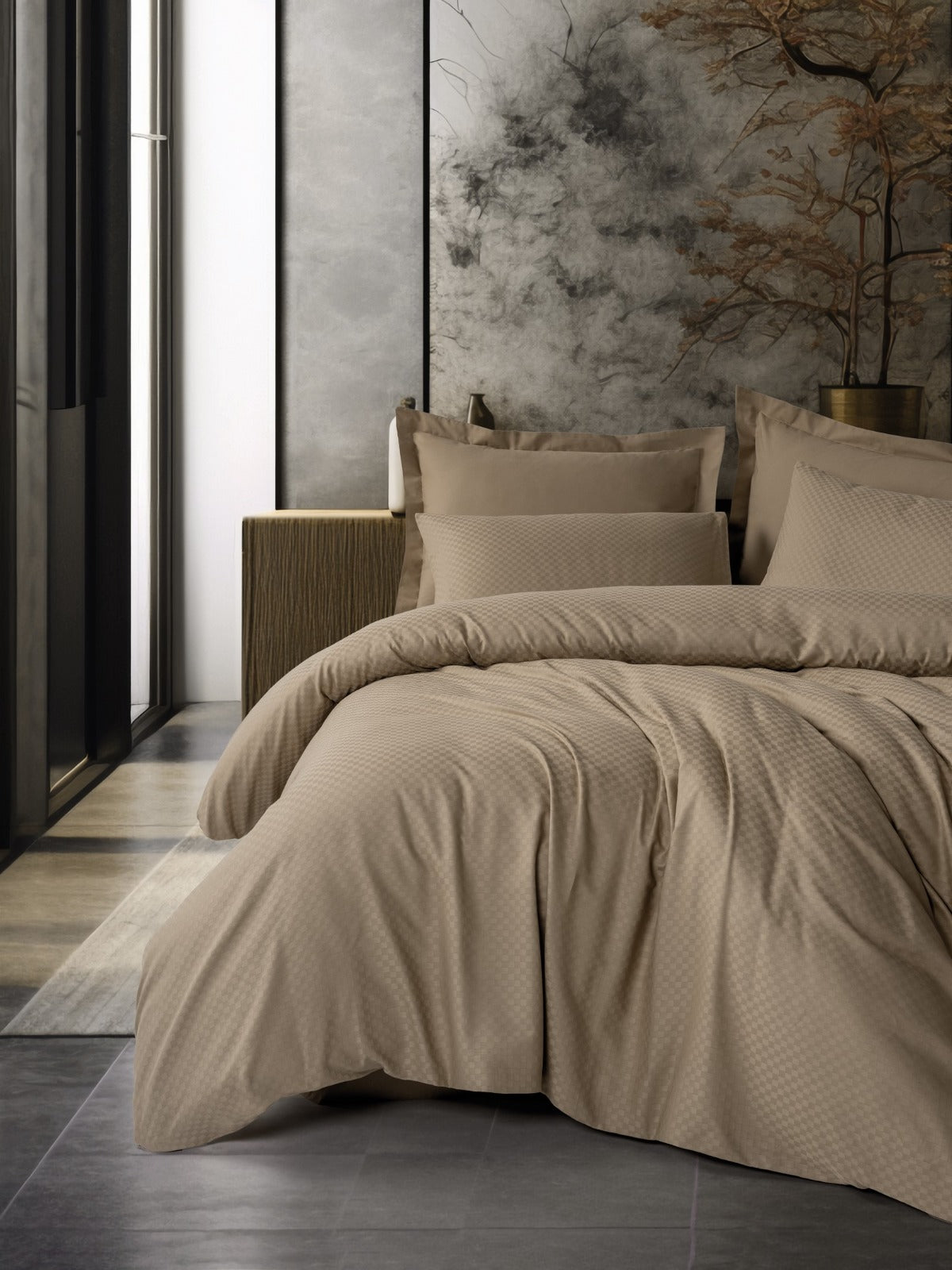 Bettwäsche-Set Baumwolle Beige 140x200cm