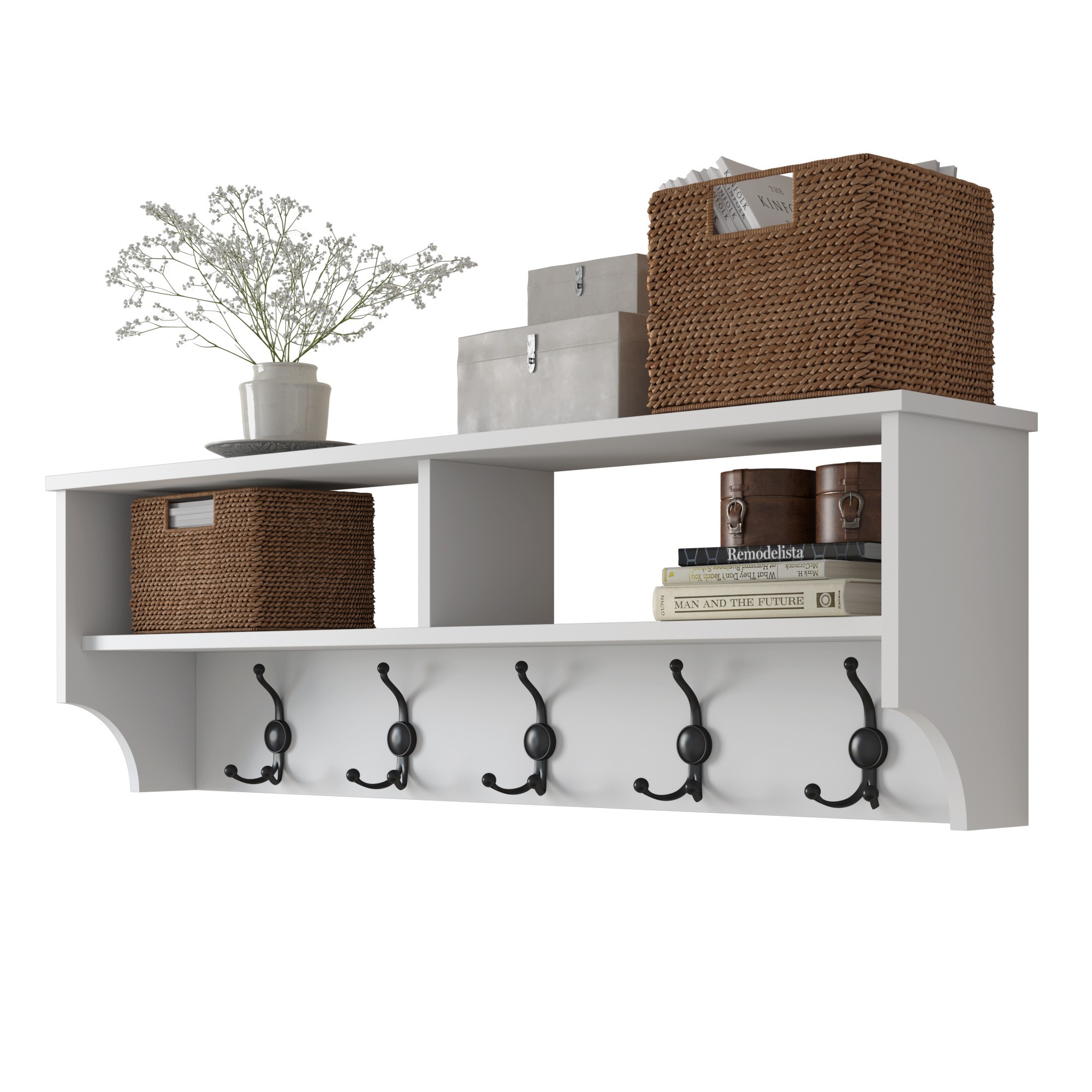 P2 Garderobe Holzfurnier Weiß