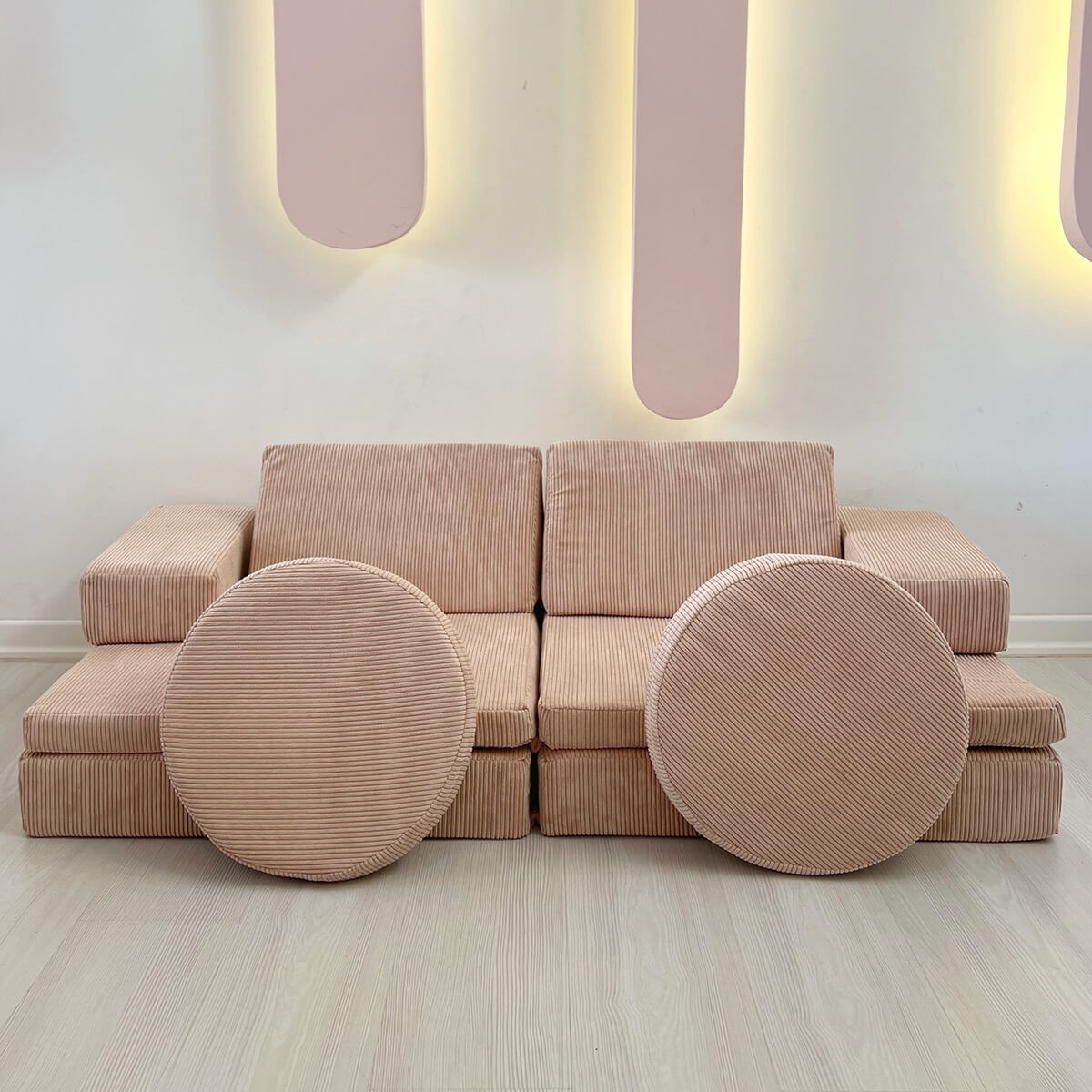Puzzle Sofa Bed 2-Seater Pink