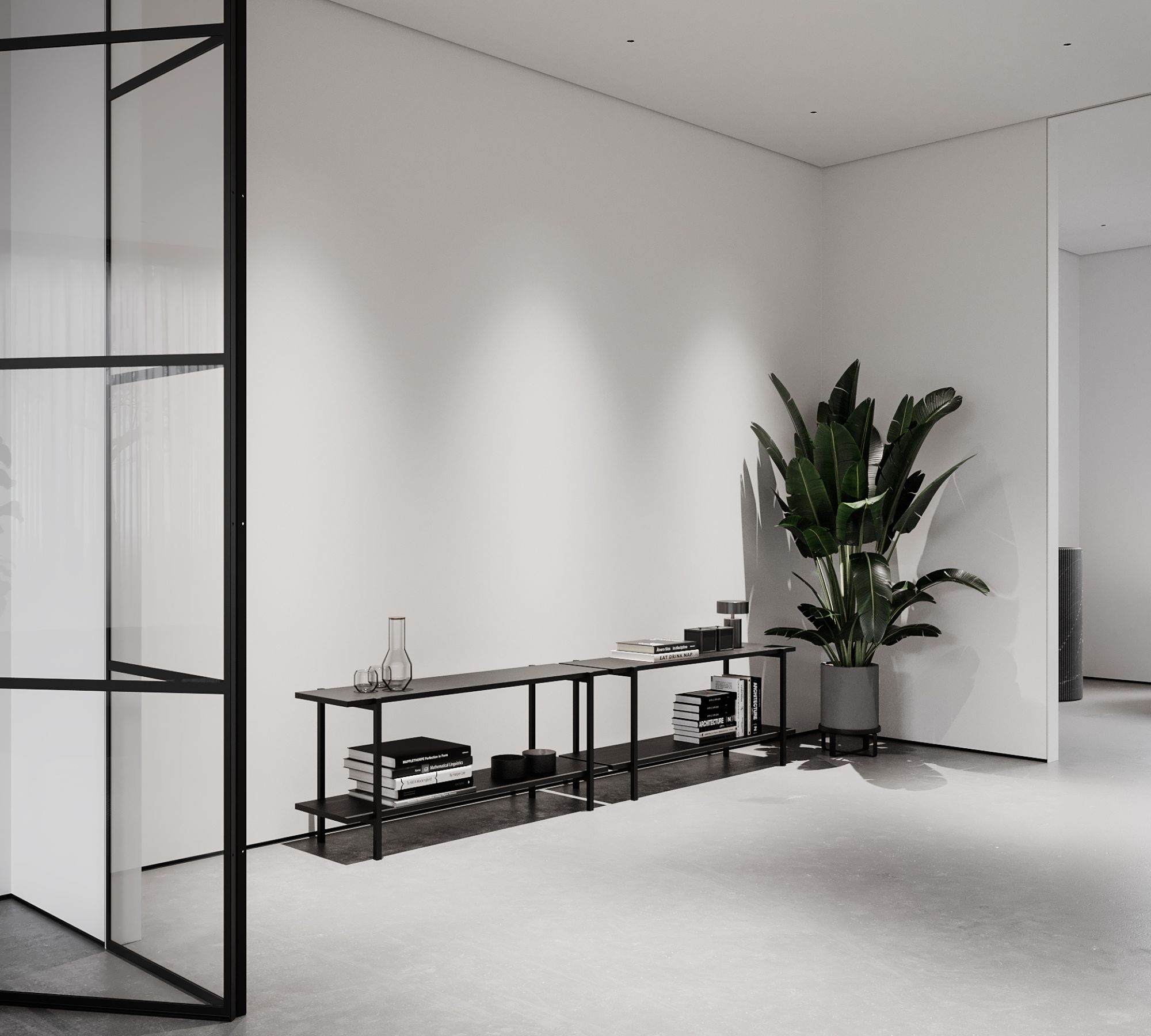 Bookshelf Wood veneer Metal Black Small