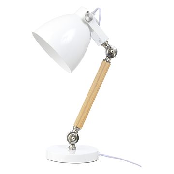 Tischlampe Metall Holz Weiß