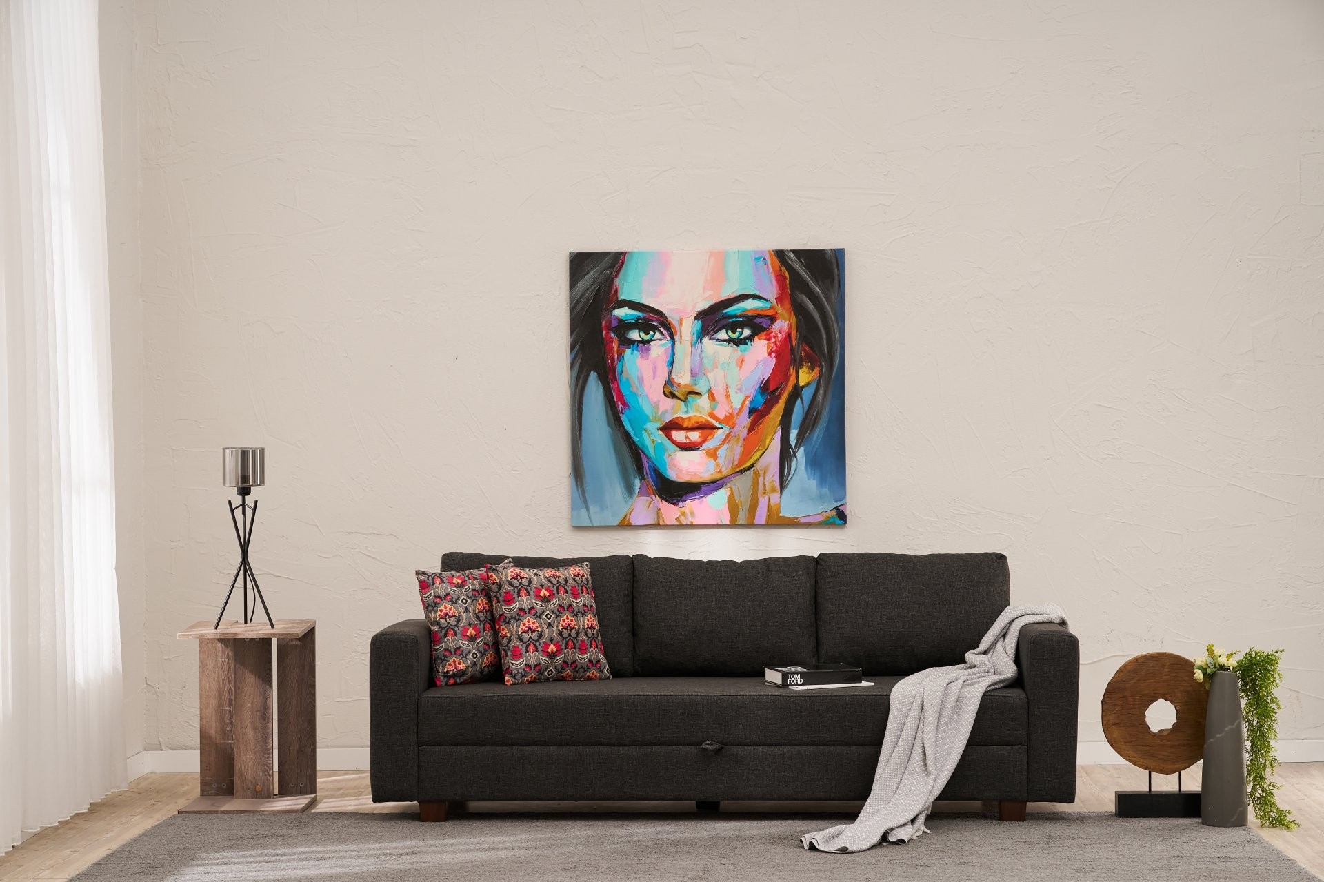 Aly Sofa Bed 3-Seater Charcoal