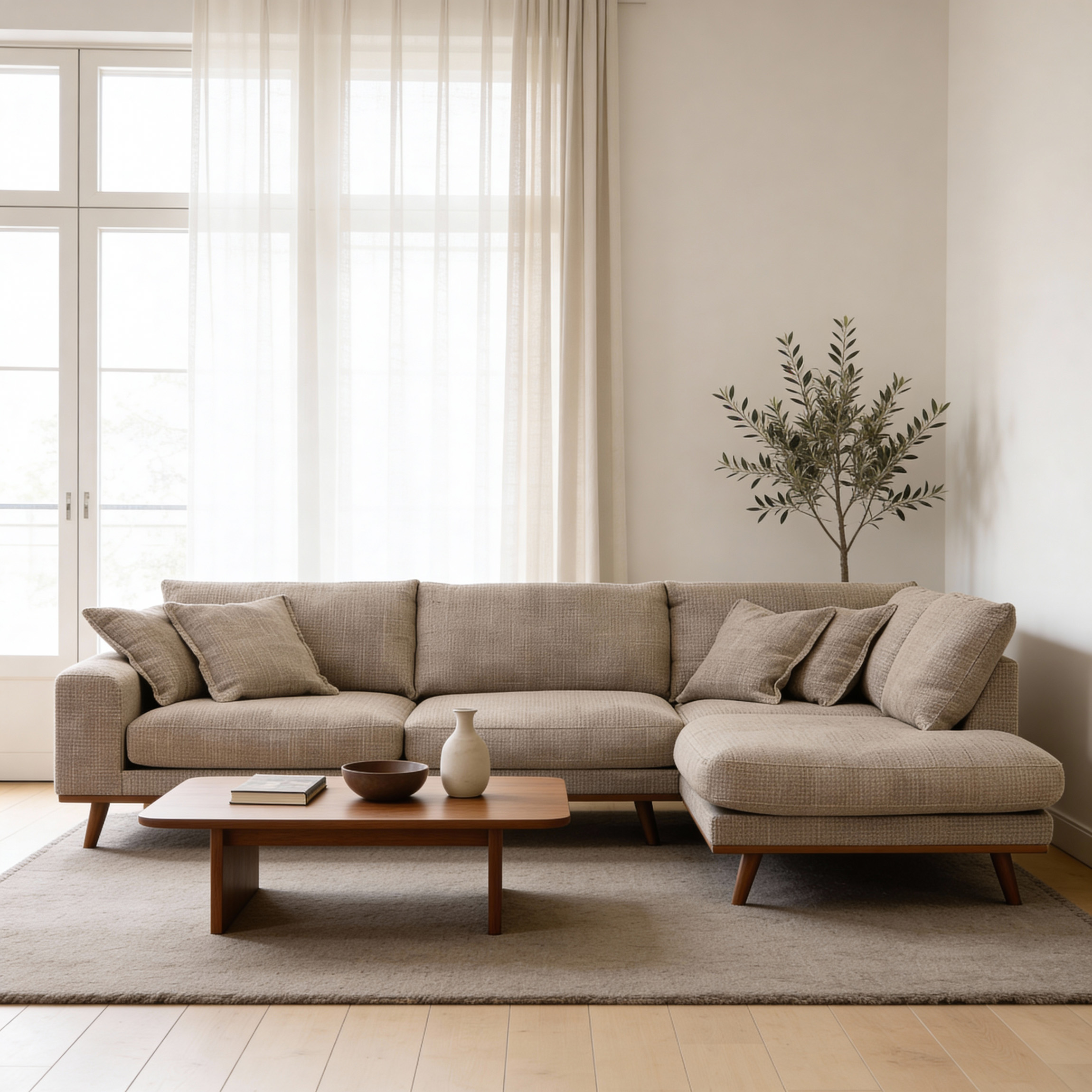  Ecksofa Harper 3-Sitzer Rechts Hellbraun