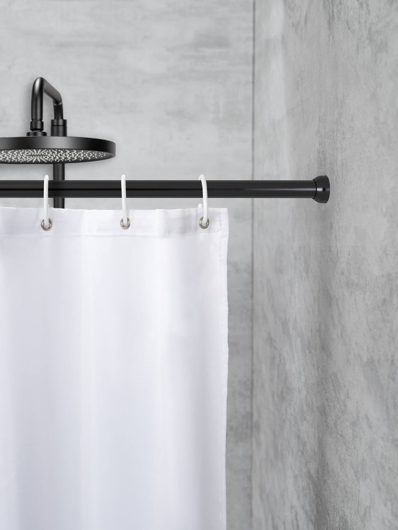 Touws Telescopic Shower Rod Aluminium Black