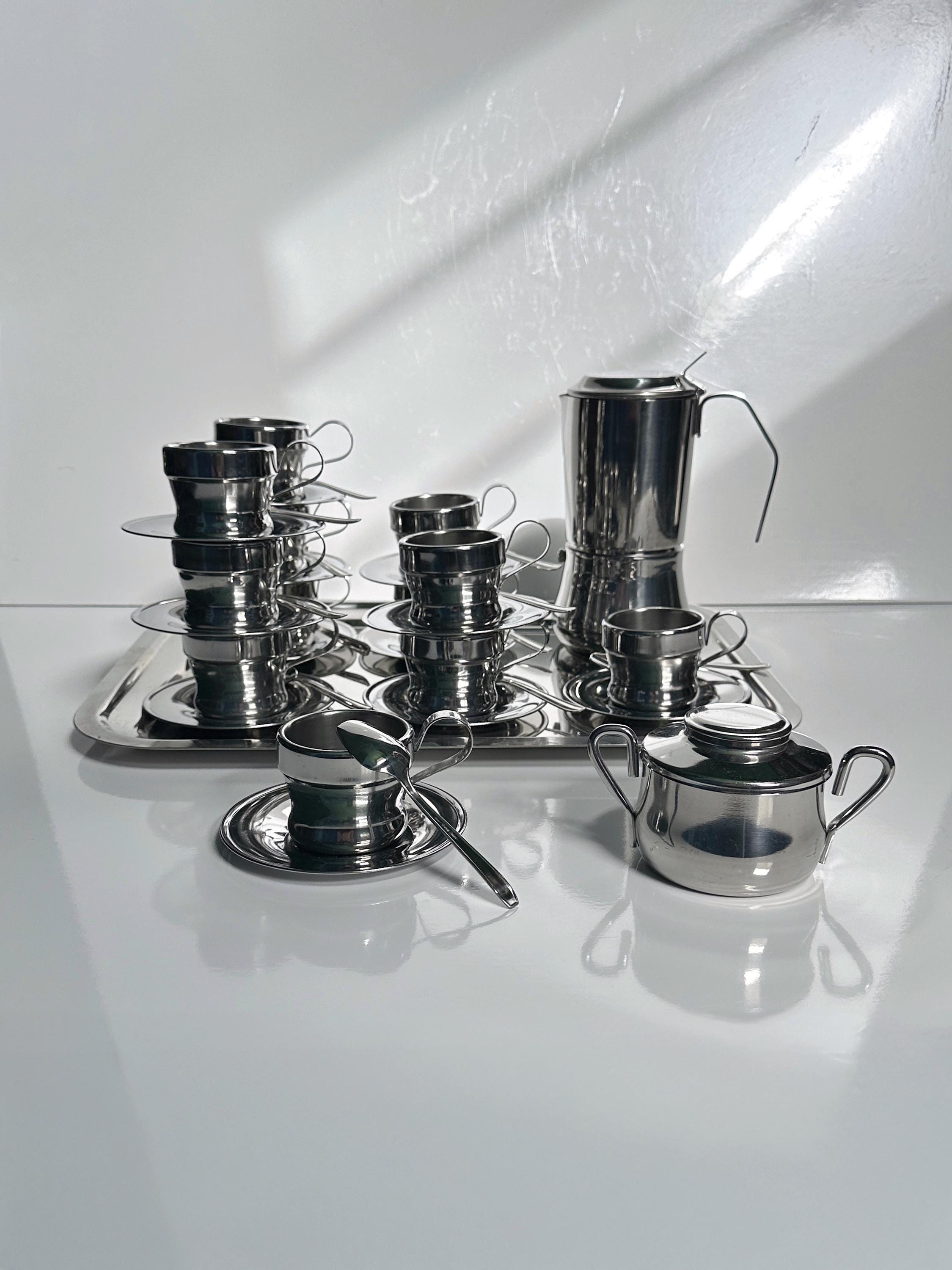 Inox Espresso-Set Tasse für 12 Personen Silber