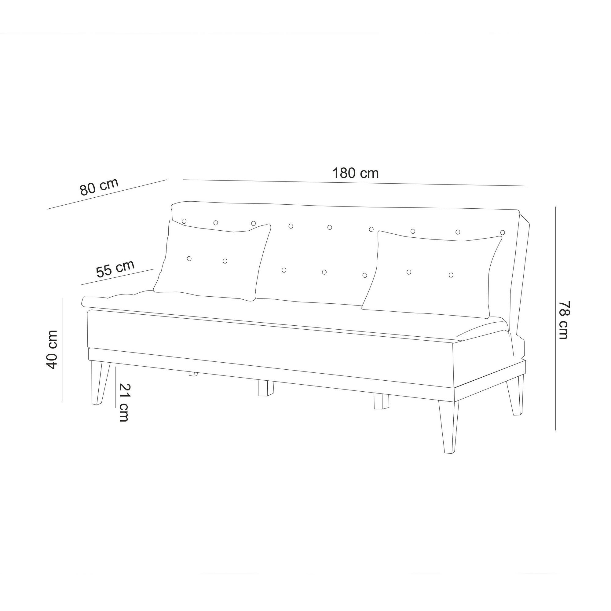 Fuoco Schlafsofa 3-Sitzer Holz Dunkelblau