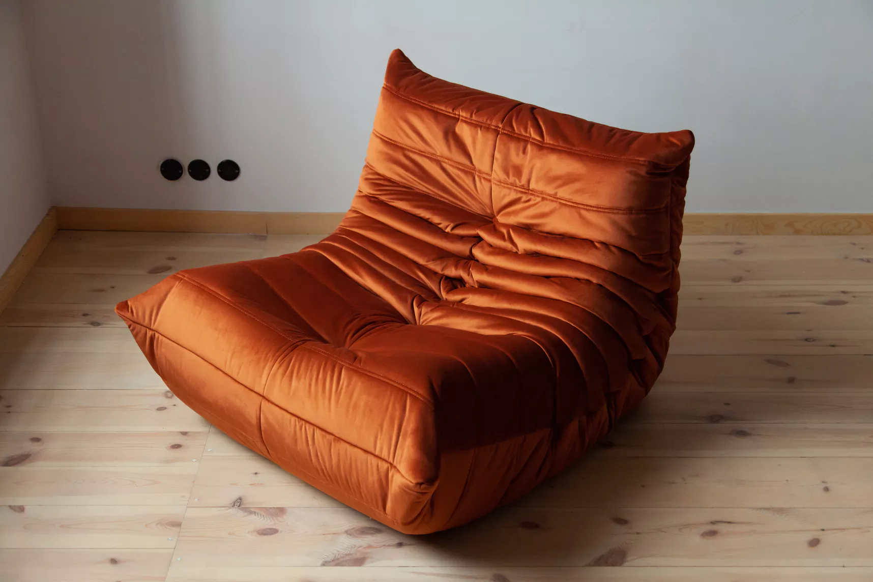 Togo Sessel und Ottoman Set Samt Bernstein-Orange