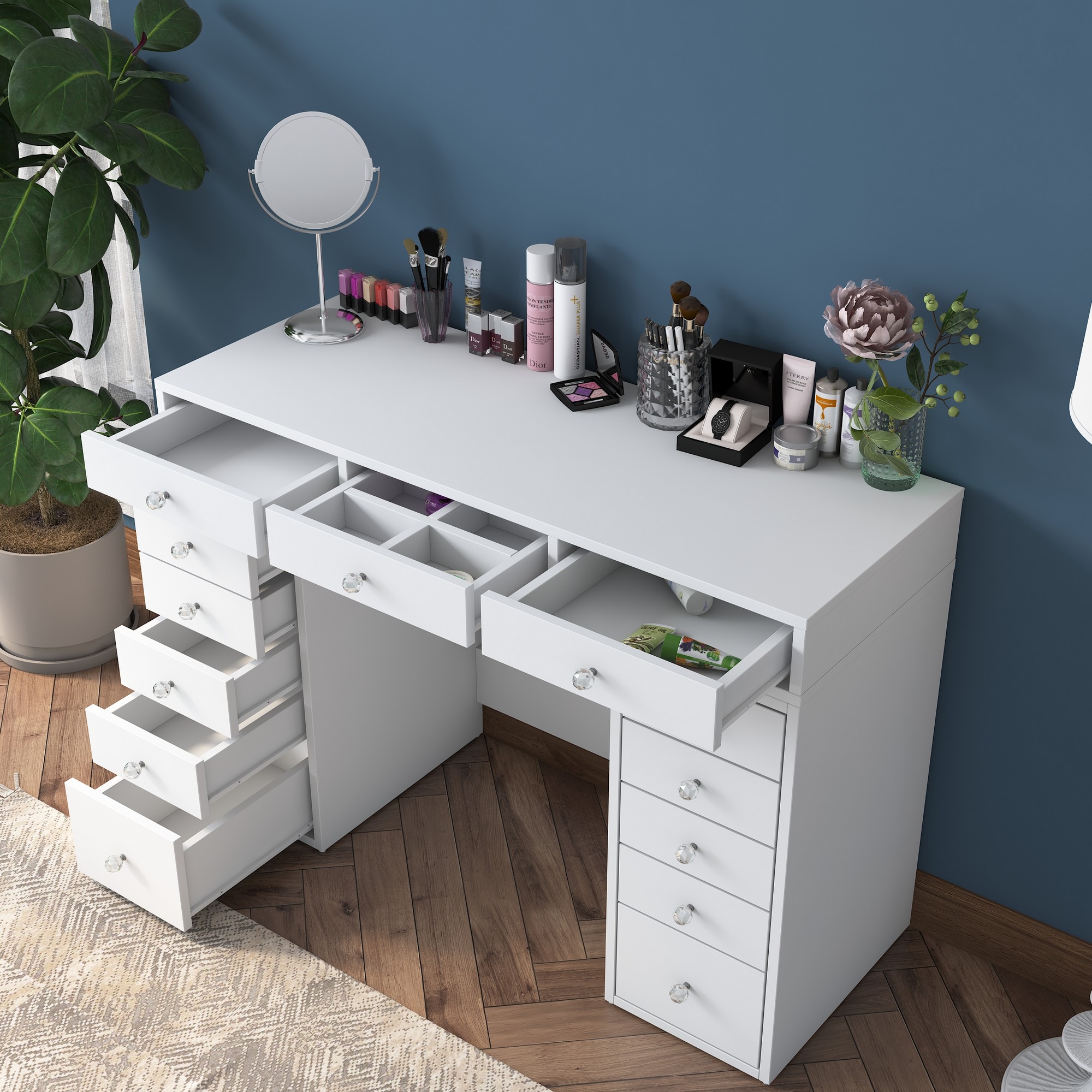 Dressing table with drawers White
