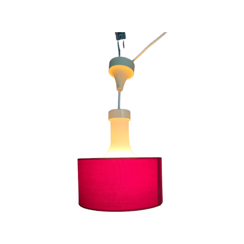 Pendant lamp Kaiser 70s White Glass Brass Vintage