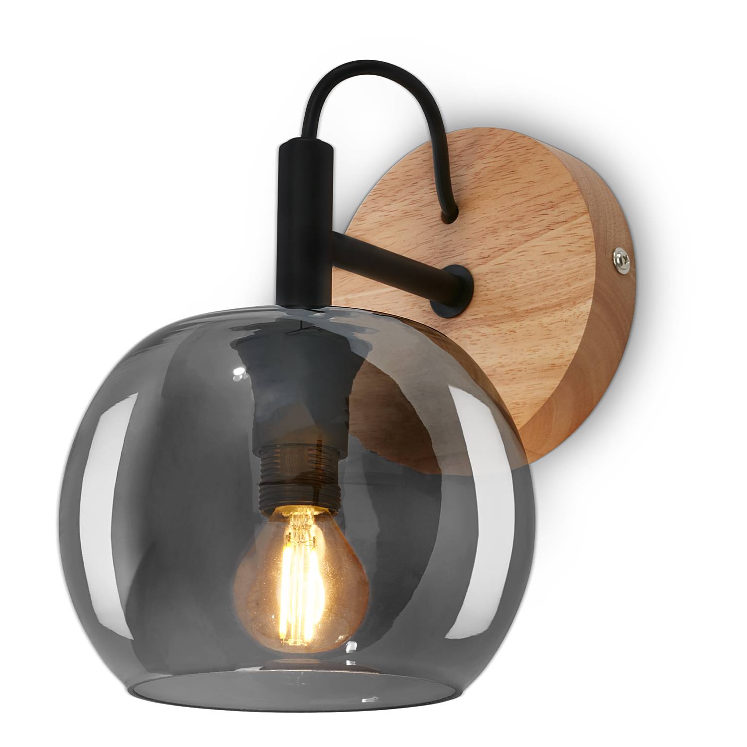 Jiroma Wandleuchte Aluminium Rauchglas