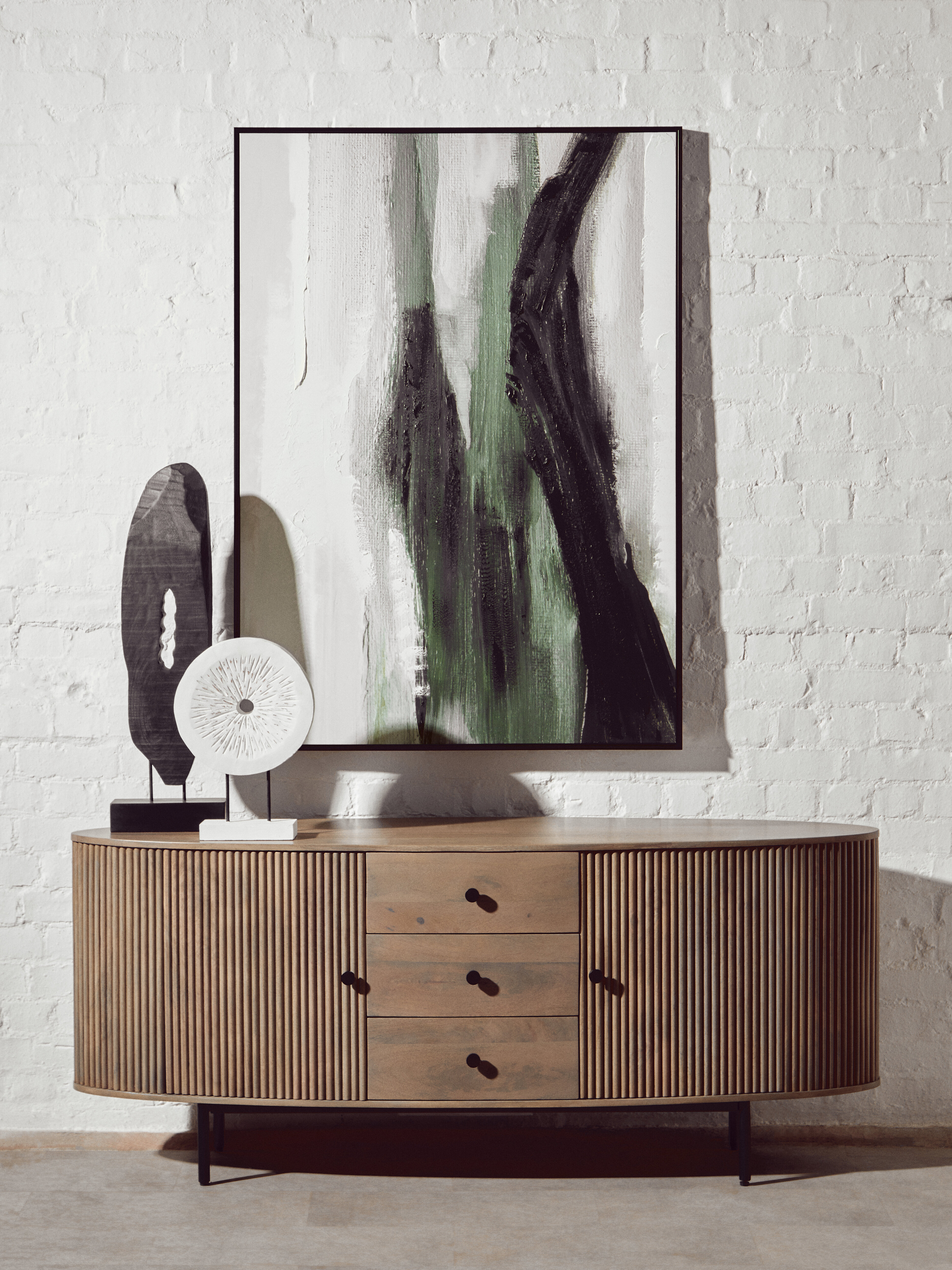 Fidel Kleine Distressed White Mangoholz Skulptur
