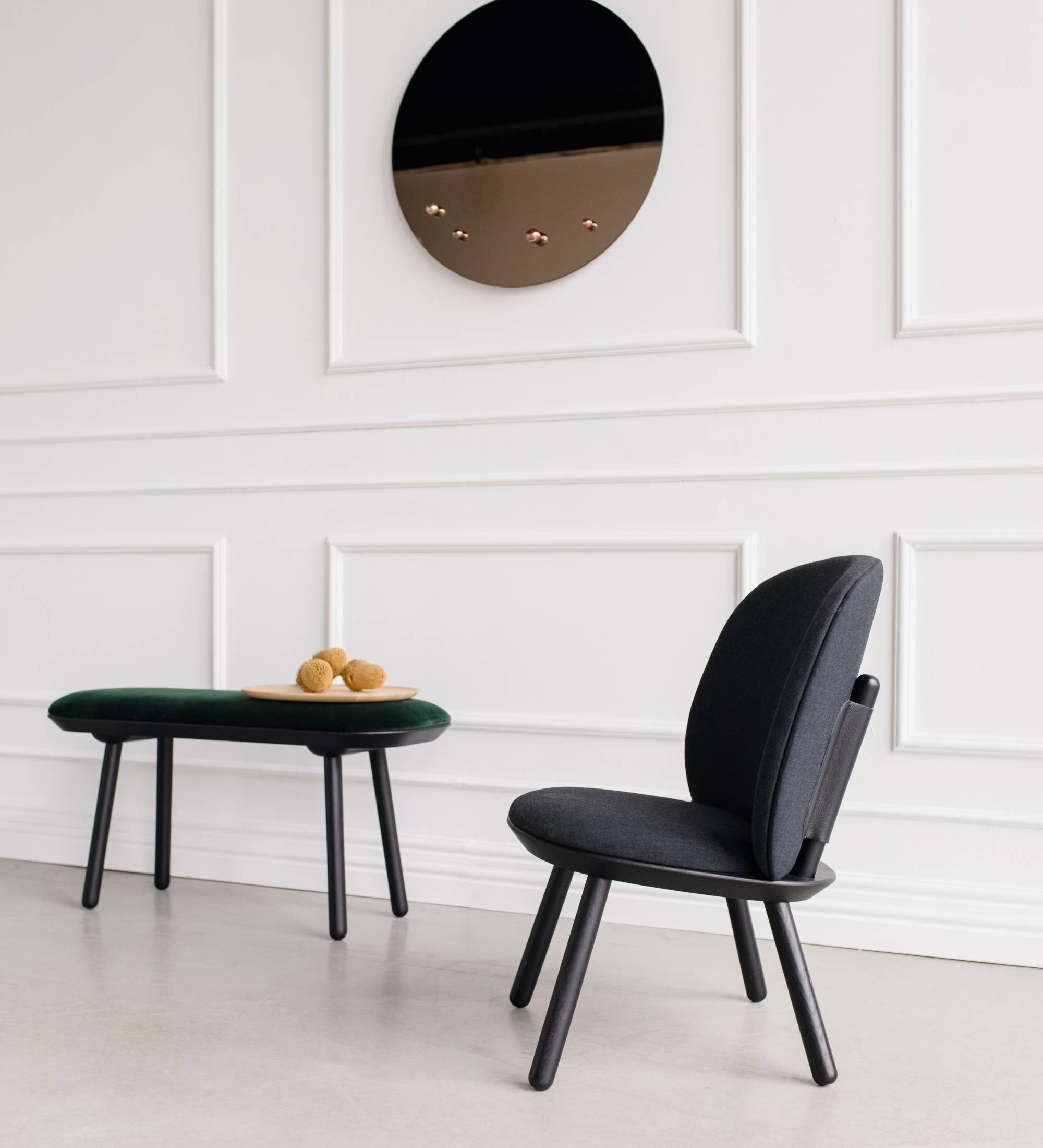 Naïve Loungestuhl Eschenholz Stoff Grau