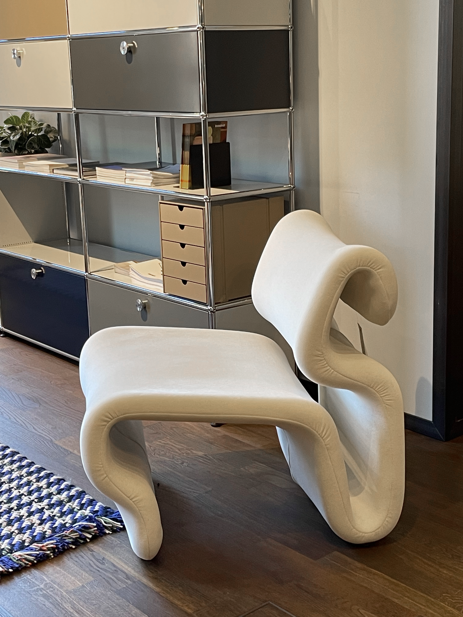 Easy Chair Sessel Stoff Metall Weiß 