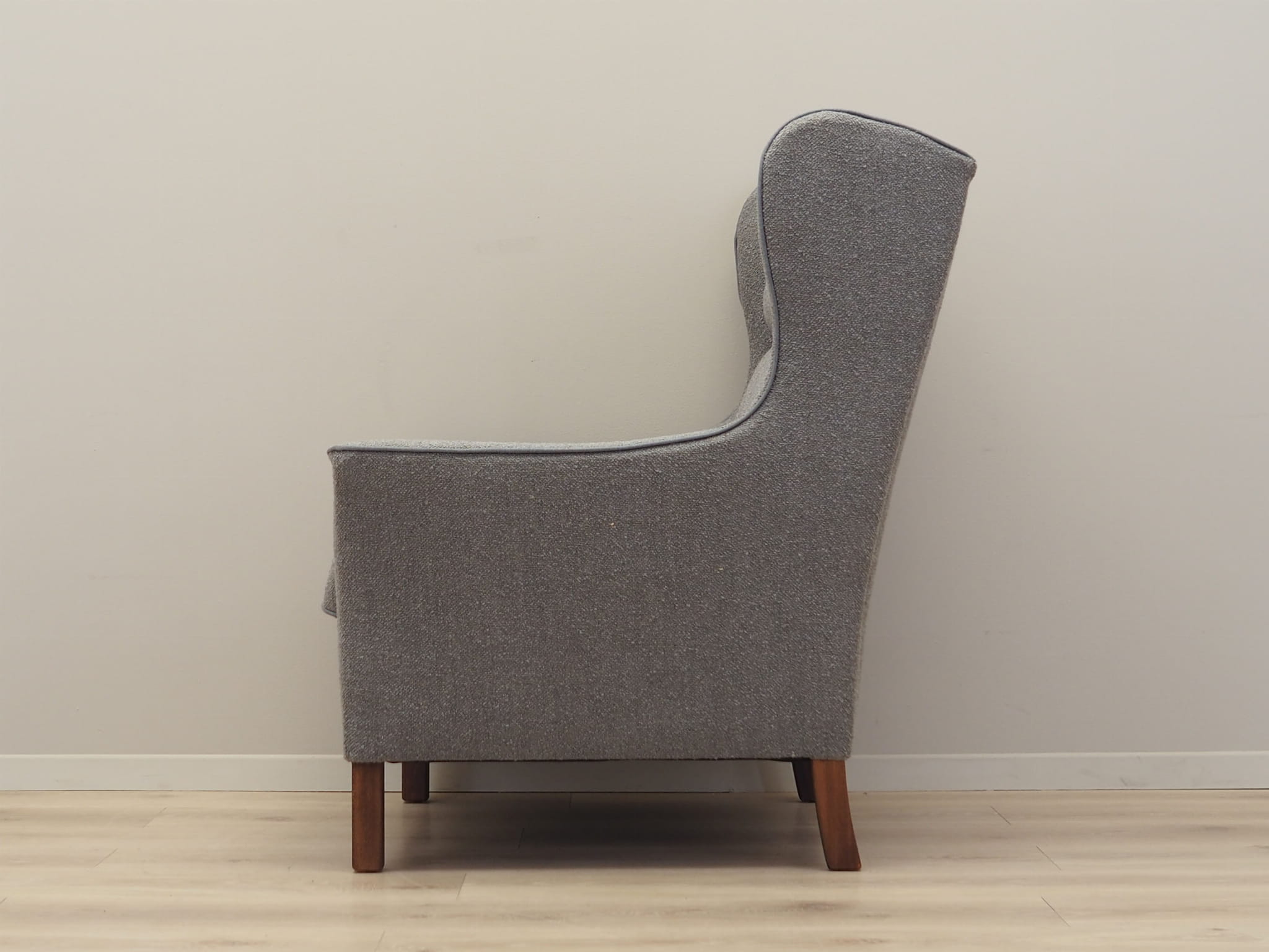 Vintage armchair beech wood textile grey 1970s