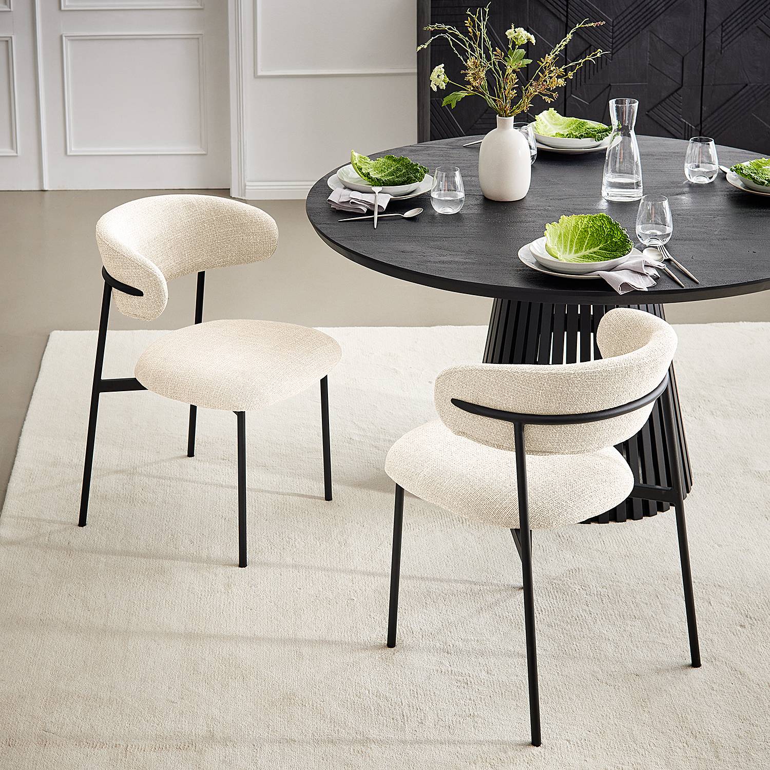 2x Polsterstuhl Podington Creme
